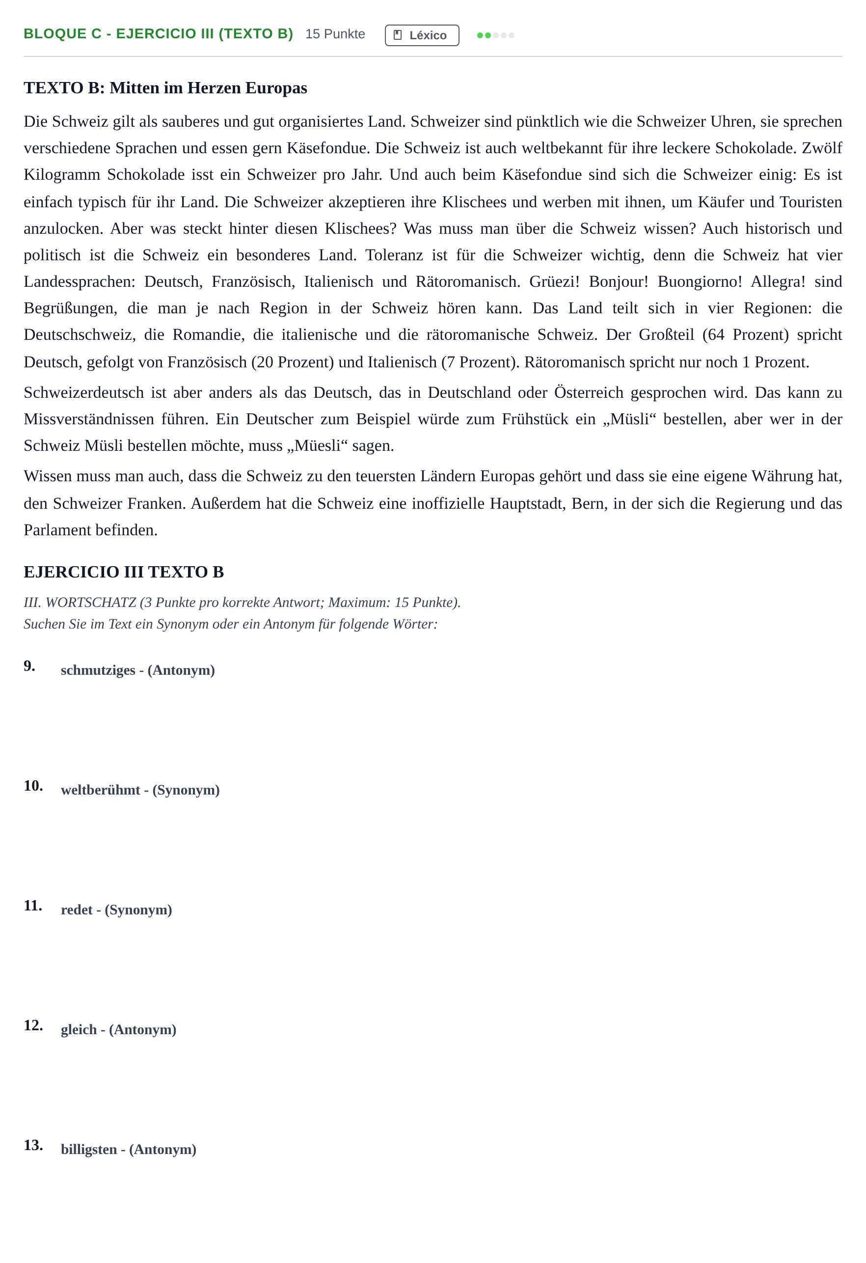 Enunciado: Bloque C - Ejercicio III (Texto B) · Alemán PAU Andalucía Examen 5 2020