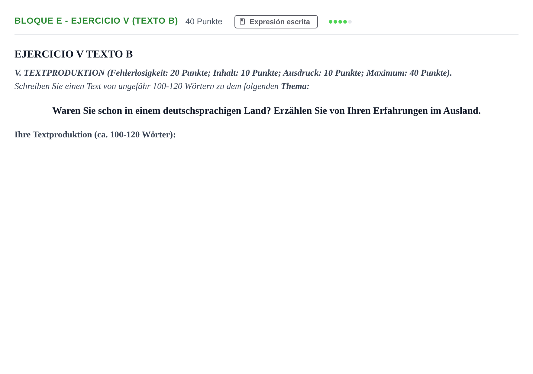 Enunciado: Bloque E - Ejercicio V (Texto B) · Alemán PAU Andalucía Examen 5 2020