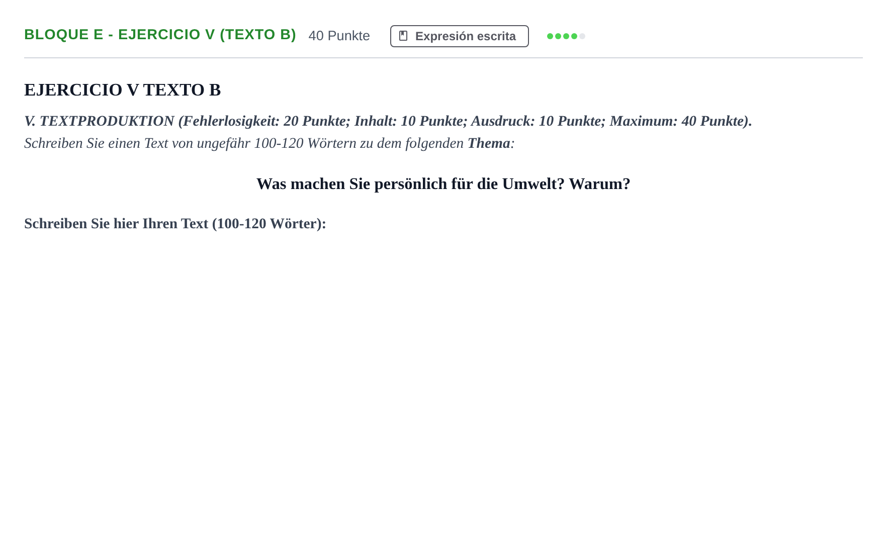 Enunciado: Bloque E - Ejercicio V (Texto B) · Alemán PAU Andalucía Examen 6 2020