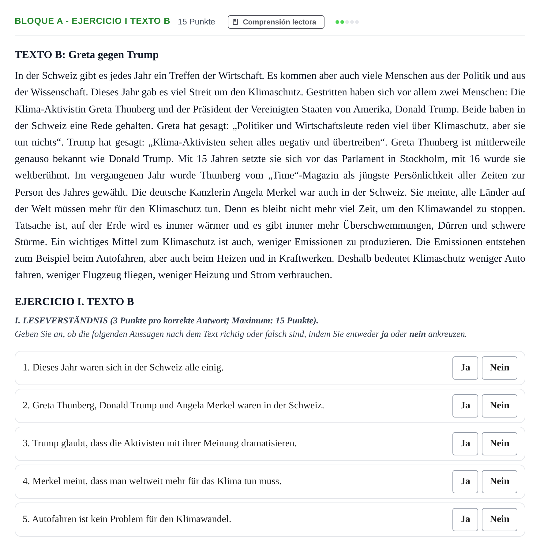 Enunciado: Bloque A - Ejercicio I Texto B · Alemán PAU Andalucía Examen 8 2020