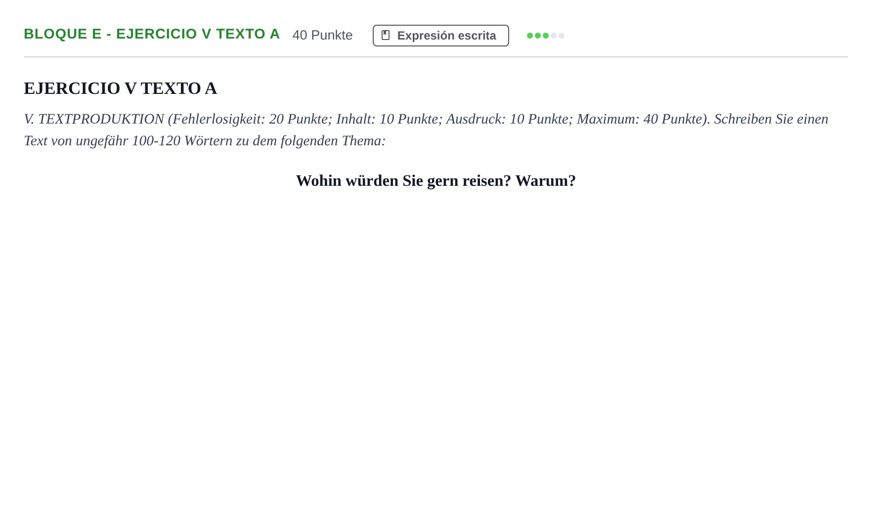 Enunciado: Bloque E - Ejercicio V Texto A · Alemán PAU Andalucía Examen 8 2020