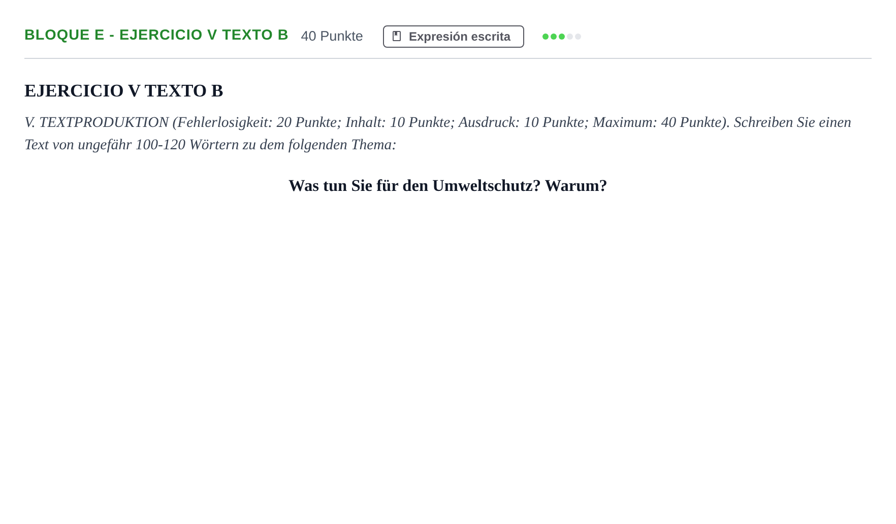 Enunciado: Bloque E - Ejercicio V Texto B · Alemán PAU Andalucía Examen 8 2020