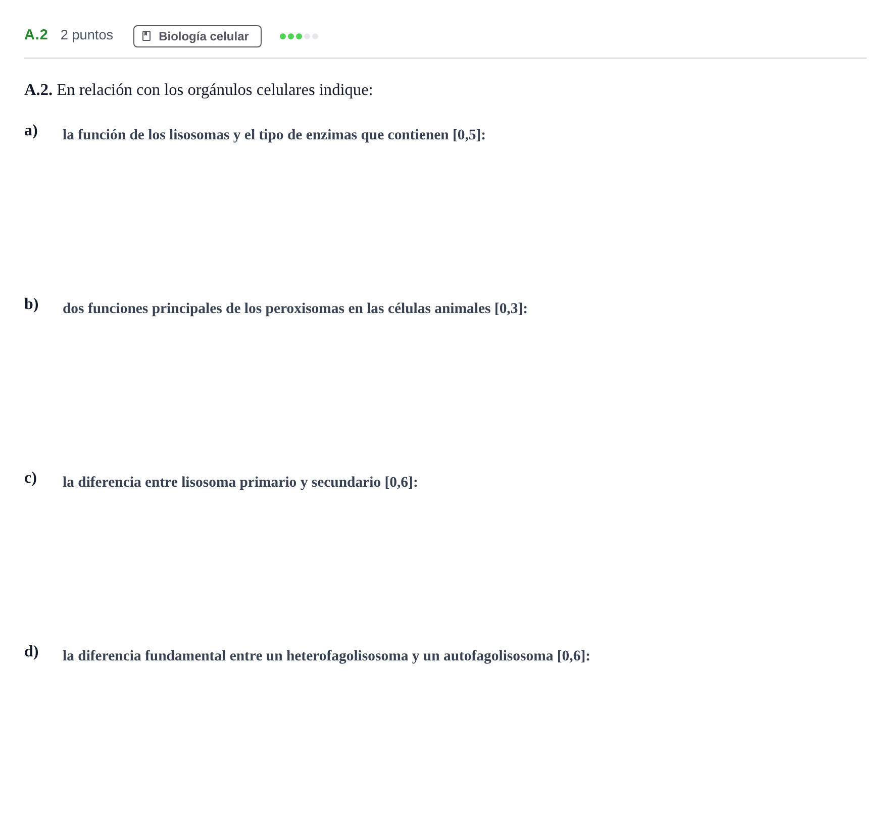 Enunciado: Ejercicio A.2 · Biología PAU Andalucía Examen 2 2020