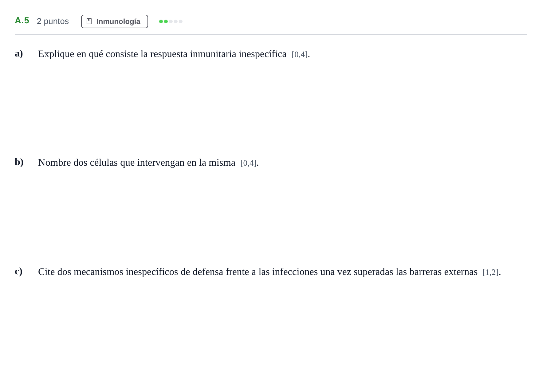 Enunciado: Ejercicio A.5 · Biología PAU Andalucía Examen 2 2020