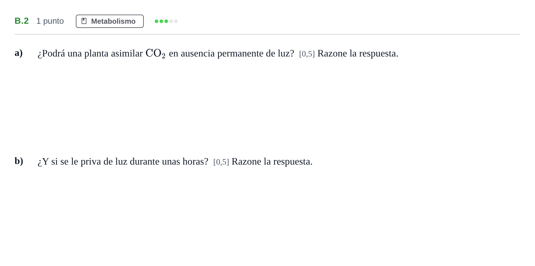 Enunciado: Ejercicio B.2 · Biología PAU Andalucía Examen 2 2020