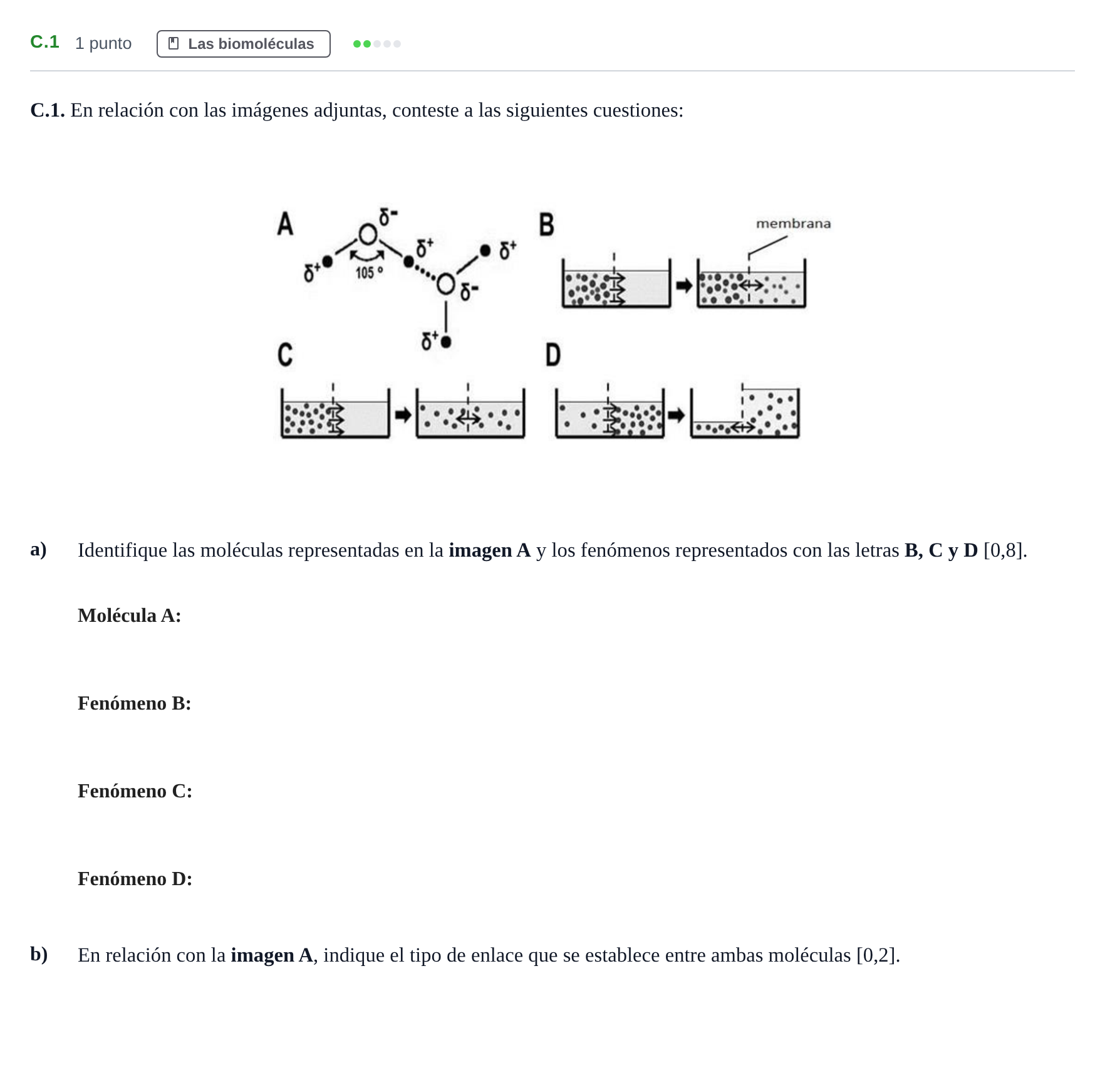 Enunciado: Ejercicio C.1 · Biología PAU Andalucía Examen 2 2020