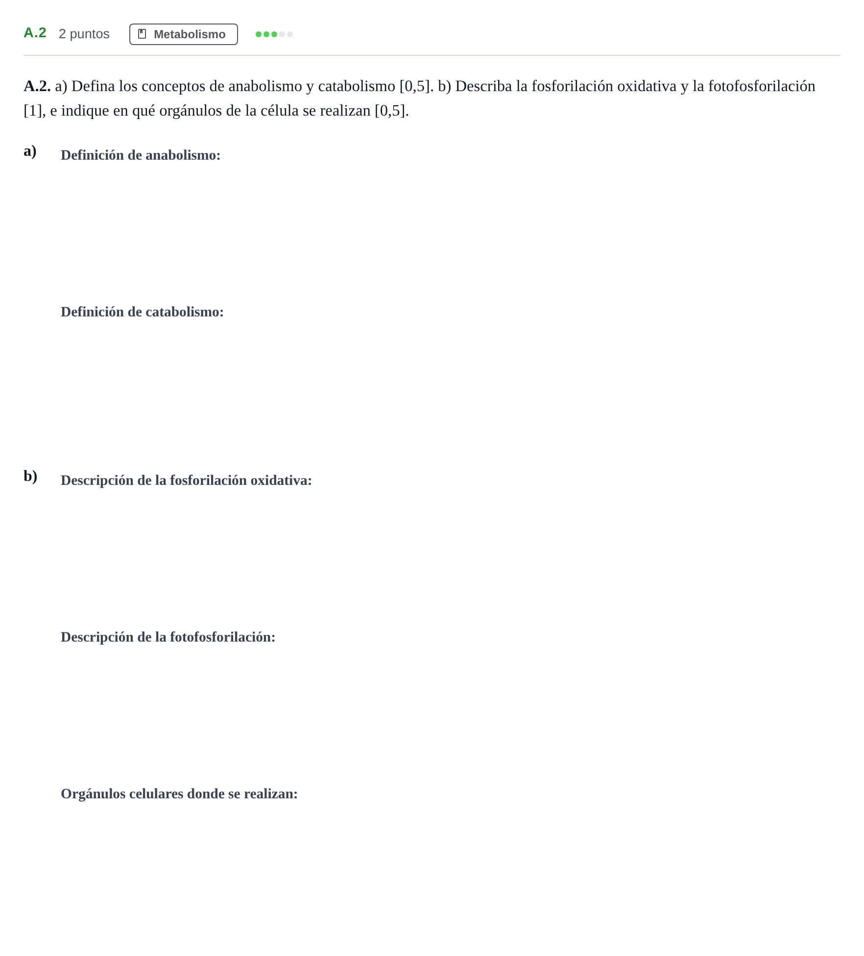 Enunciado: Ejercicio A.2 · Biología PAU Andalucía Examen 1 2020