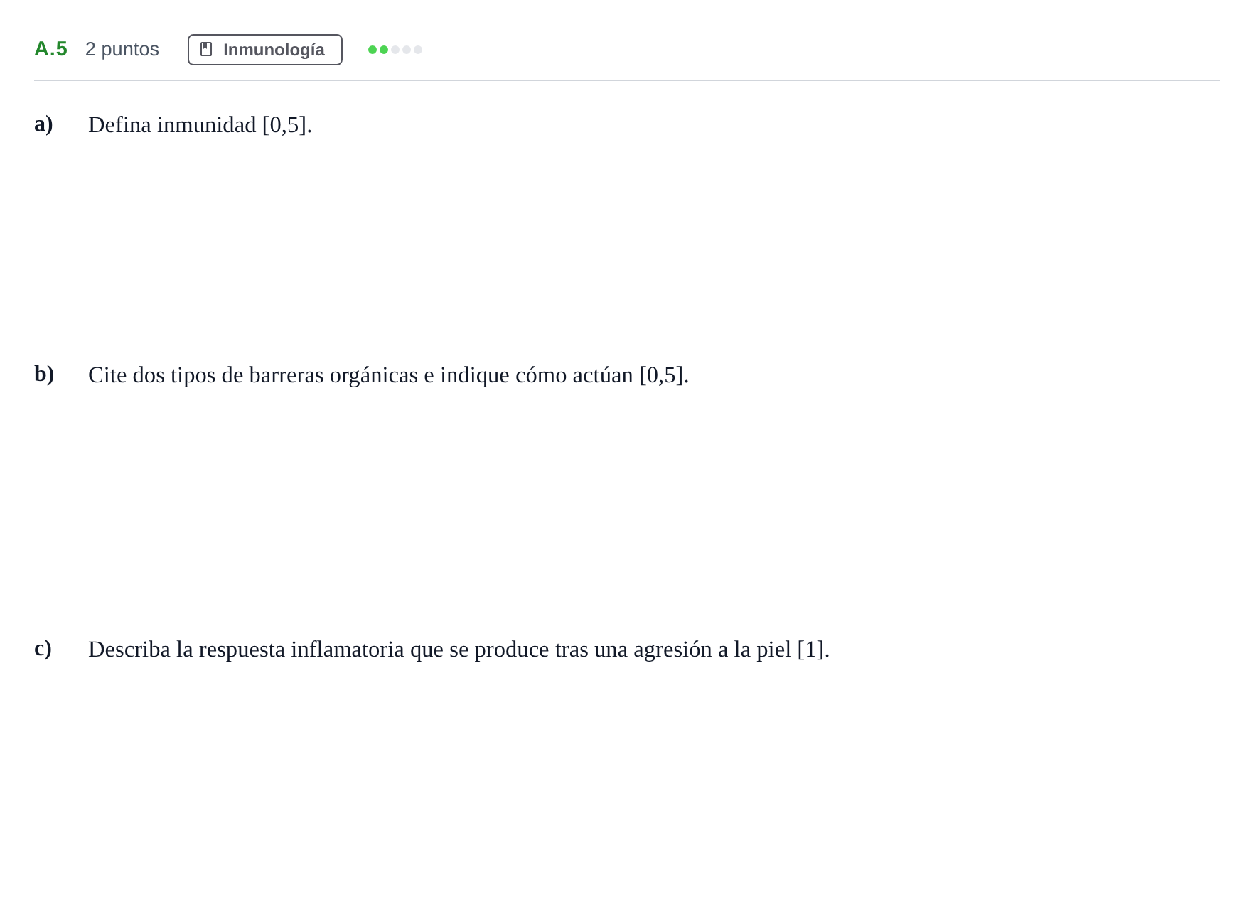Enunciado: Ejercicio A.5 · Biología PAU Andalucía Examen 1 2020