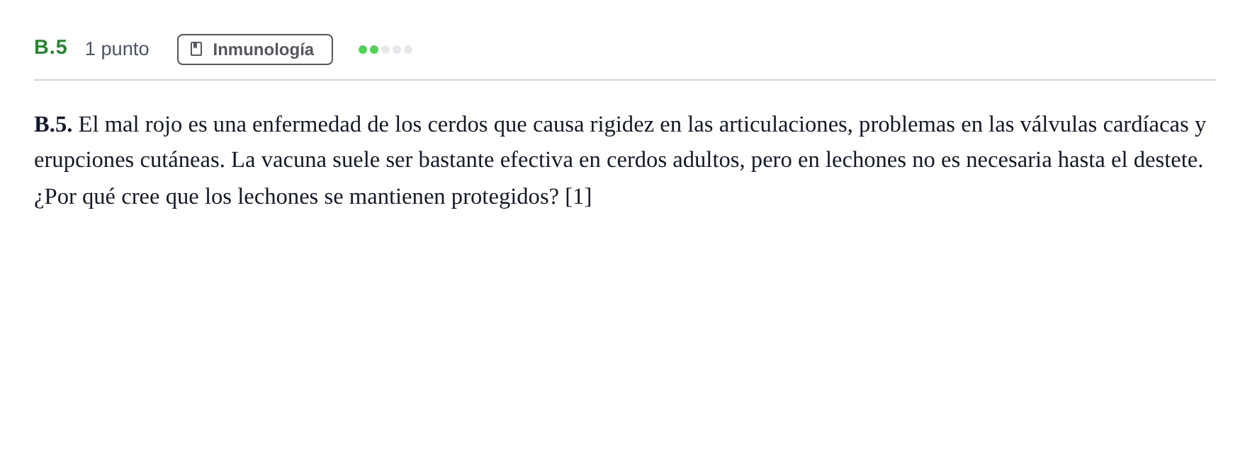 Enunciado: Ejercicio B.5 · Biología PAU Andalucía Examen 1 2020