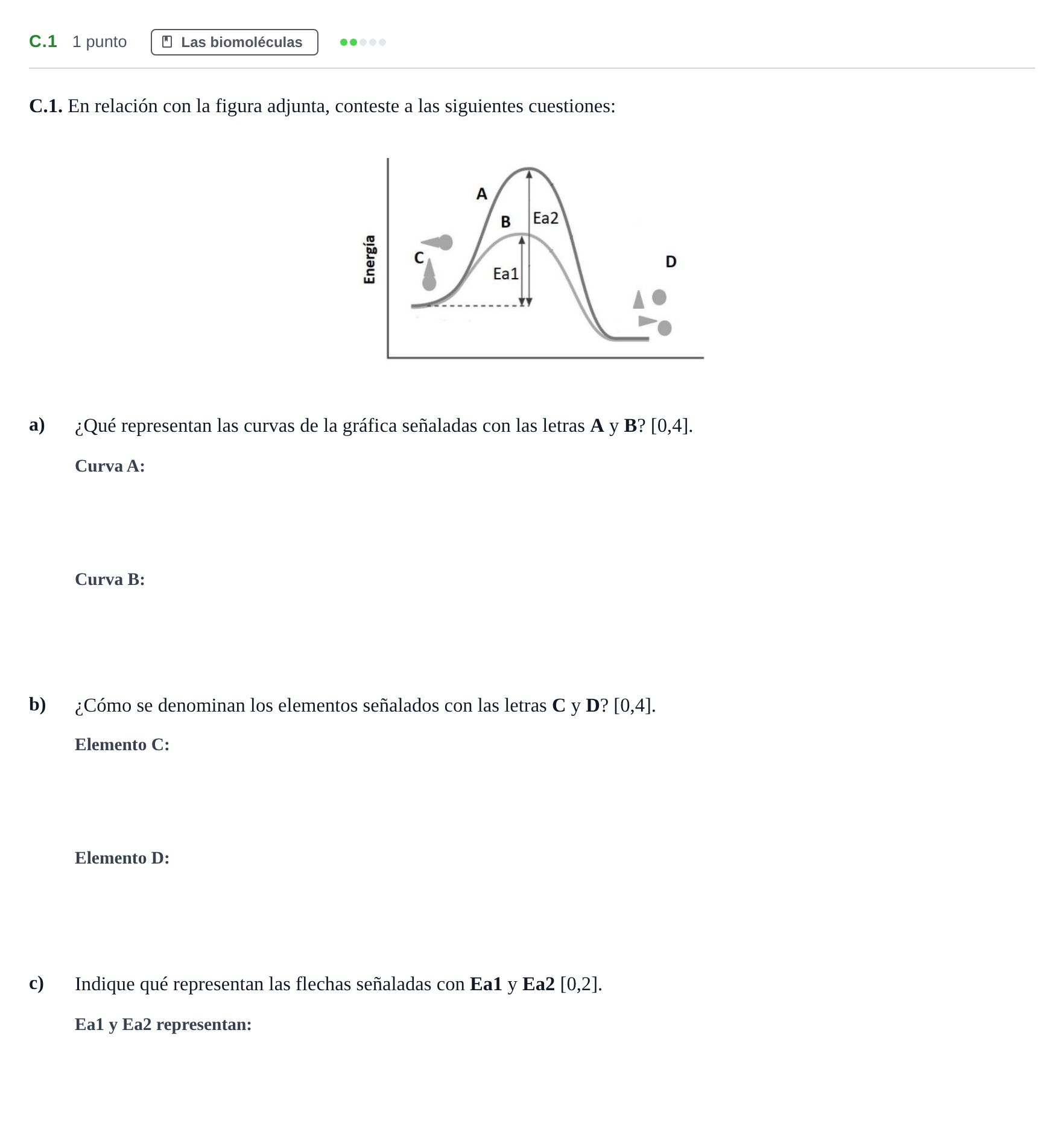 Enunciado: Ejercicio C.1 · Biología PAU Andalucía Examen 1 2020