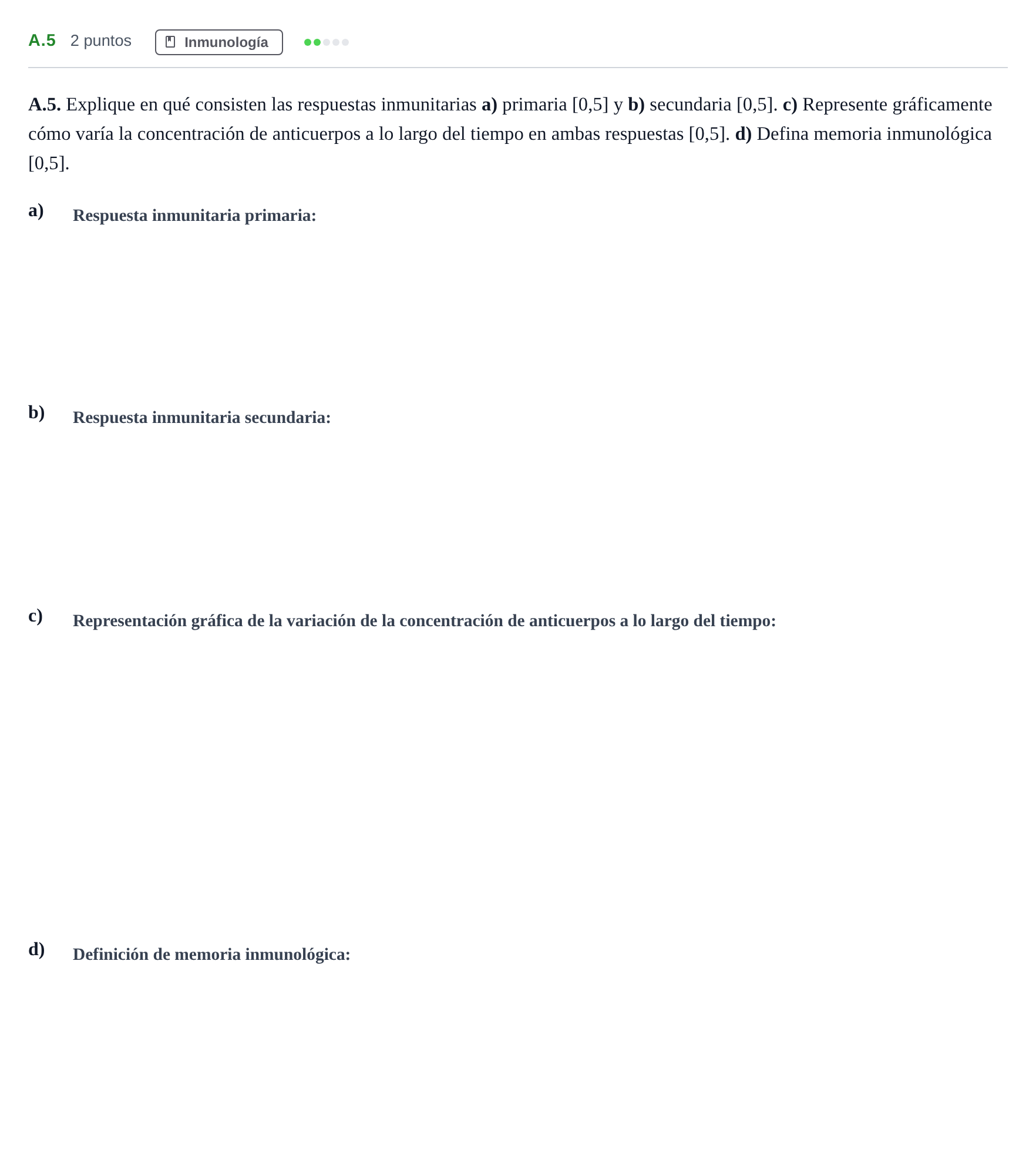 Enunciado: Ejercicio A.5 · Biología PAU Andalucía Examen 3 2020