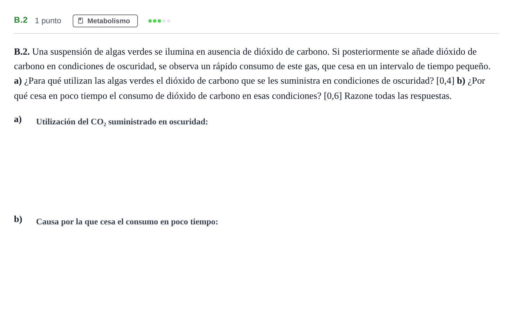 Enunciado: Ejercicio B.2 · Biología PAU Andalucía Examen 3 2020