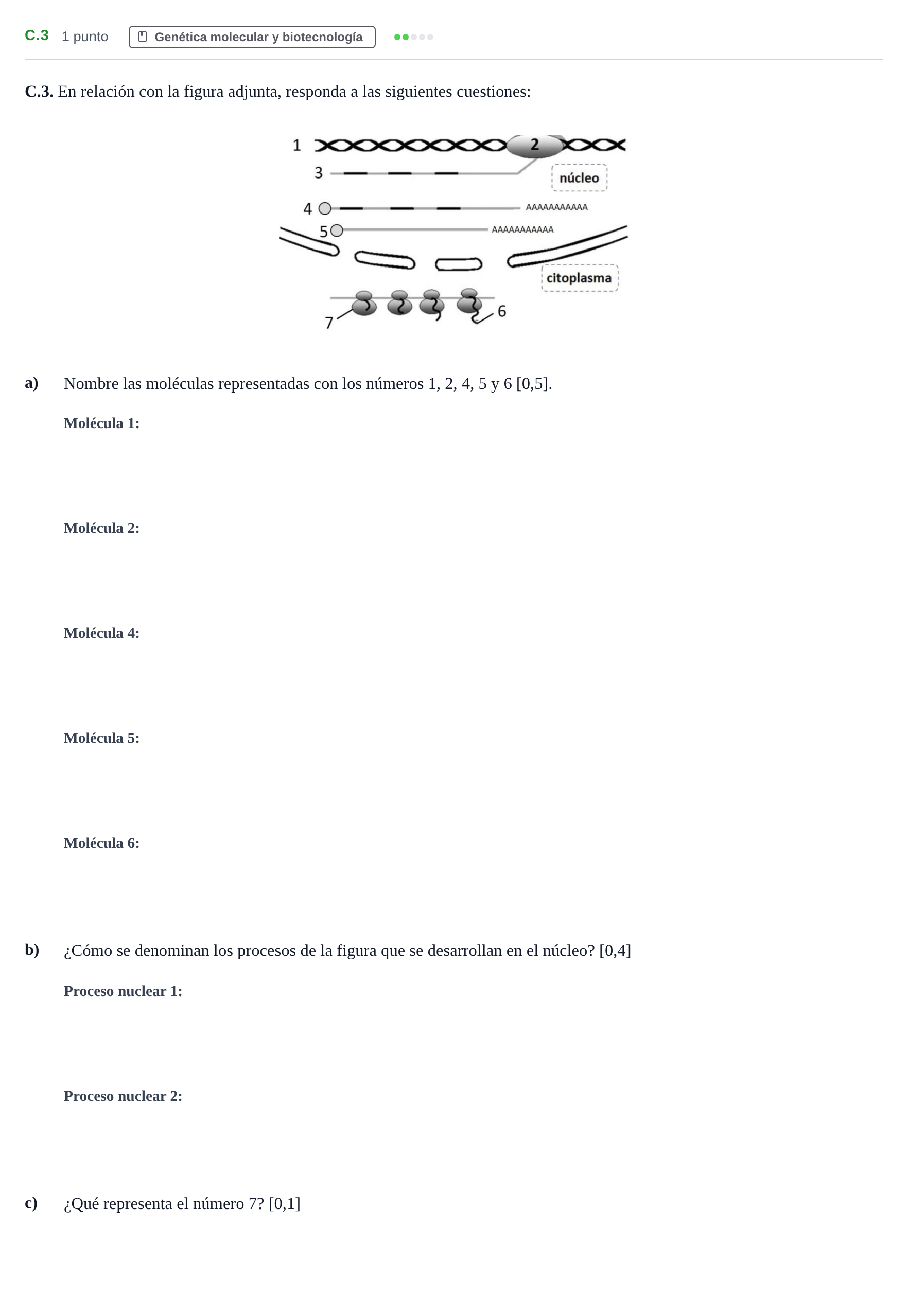 Enunciado: Ejercicio C.3 · Biología PAU Andalucía Examen 3 2020