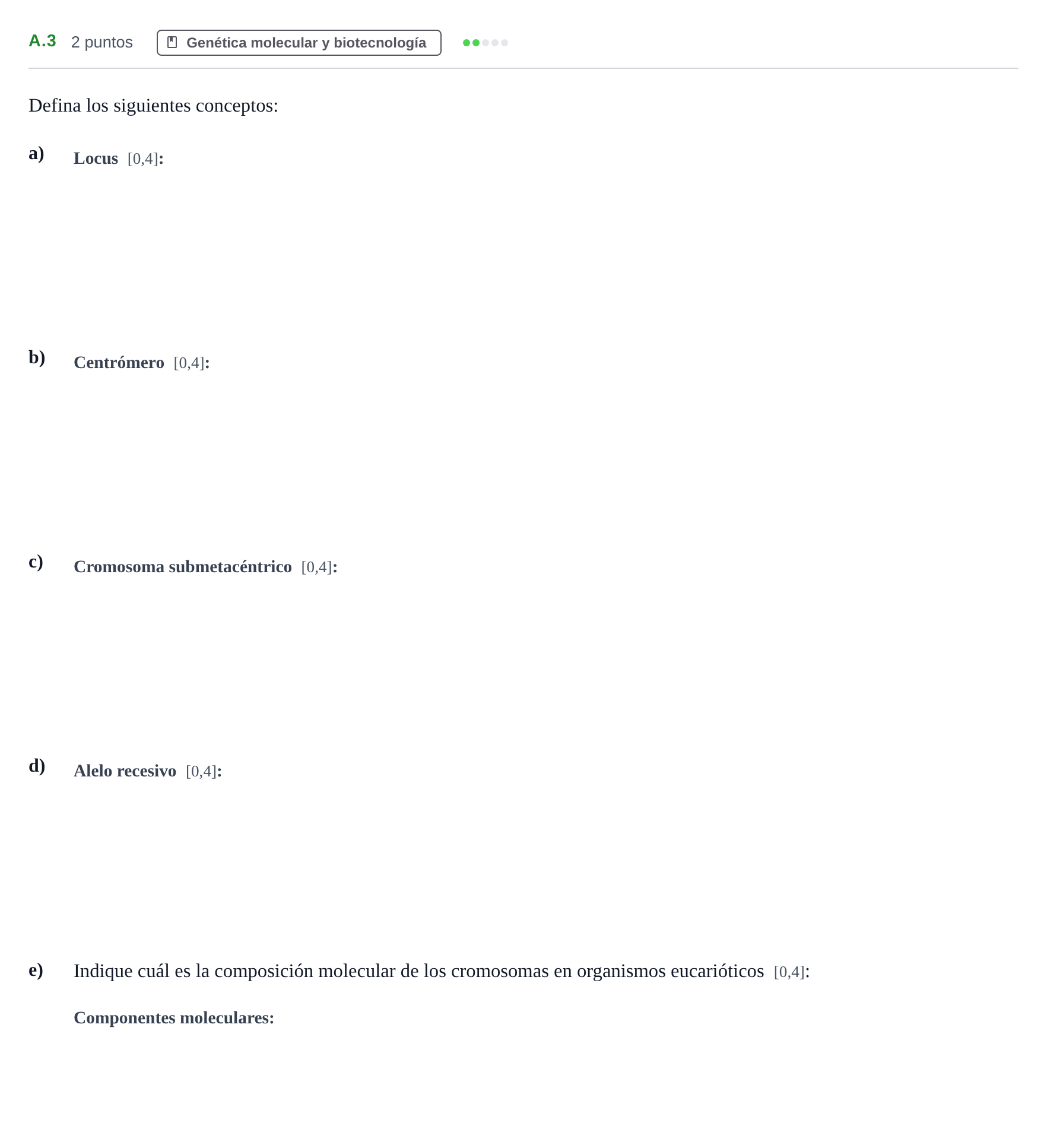 Enunciado: Ejercicio A.3 · Biología PAU Andalucía Examen 4 2020