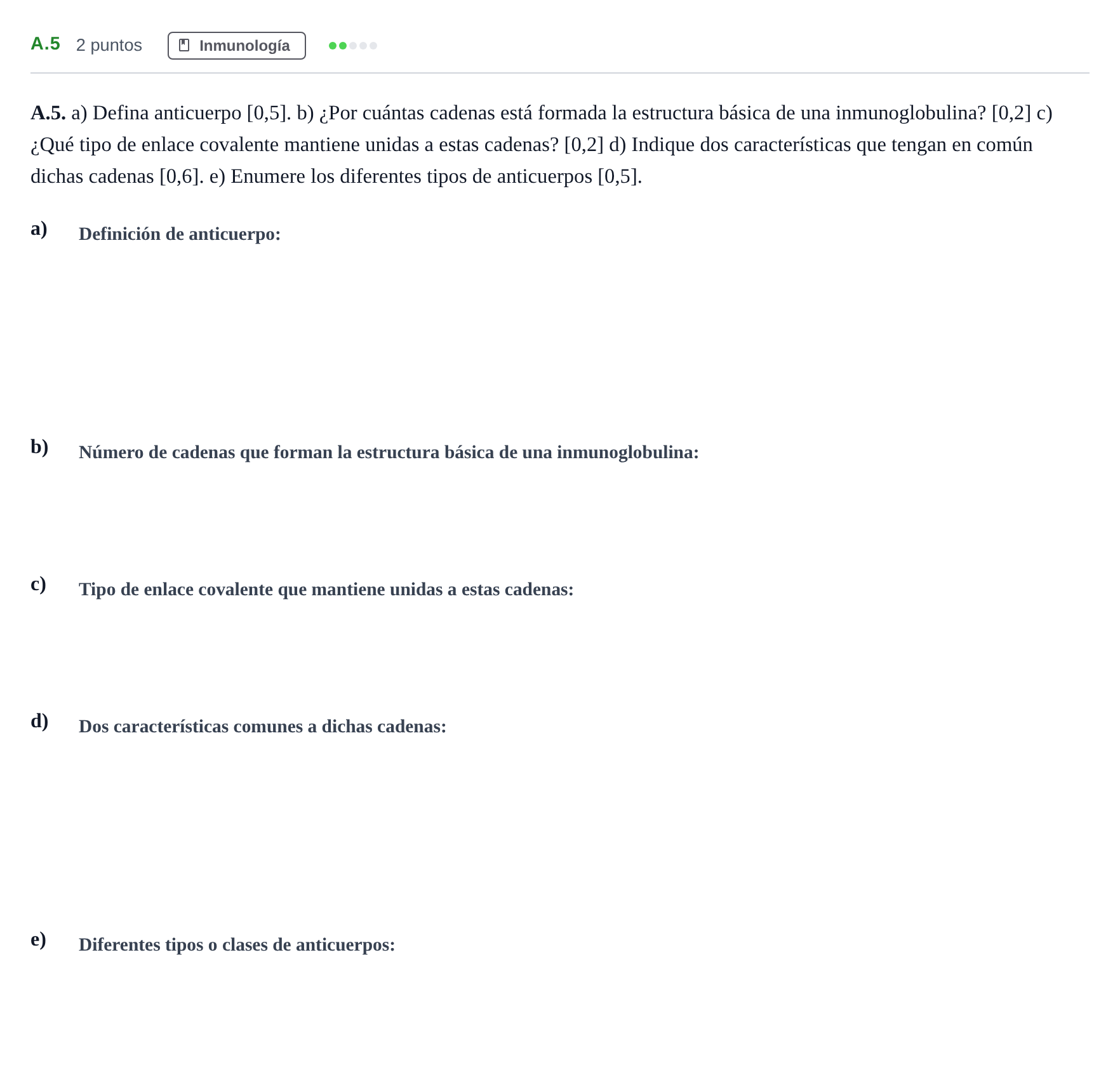 Enunciado: Ejercicio A.5 · Biología PAU Andalucía Examen 4 2020