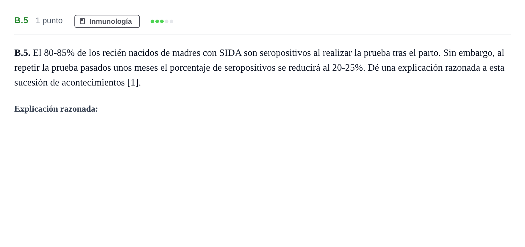 Enunciado: Ejercicio B.5 · Biología PAU Andalucía Examen 4 2020
