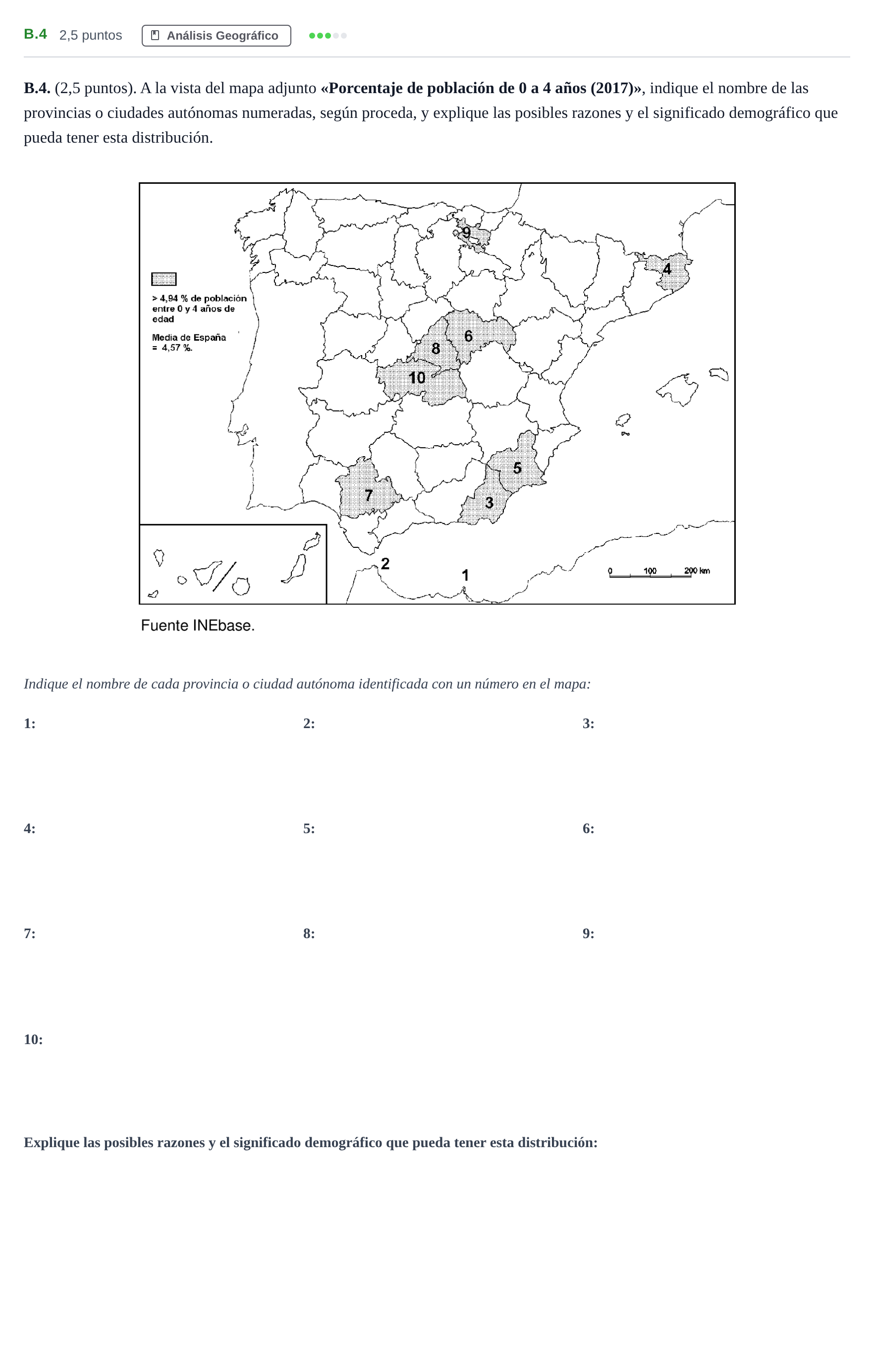 Enunciado: Ejercicio B.4 · Geografía PAU Madrid Extraordinaria 2020