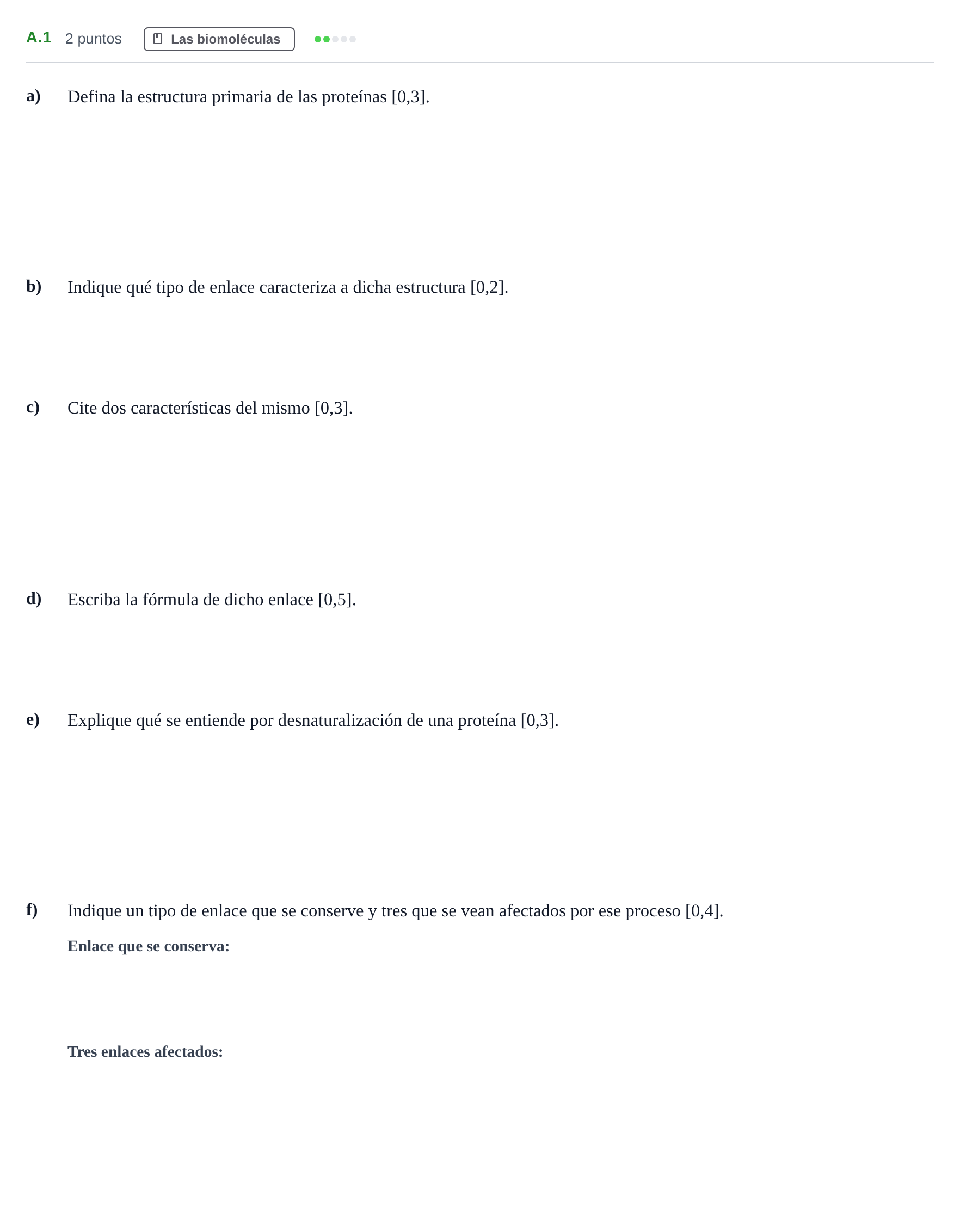 Enunciado: Ejercicio A.1 · Biología PAU Andalucía Examen 5 2020