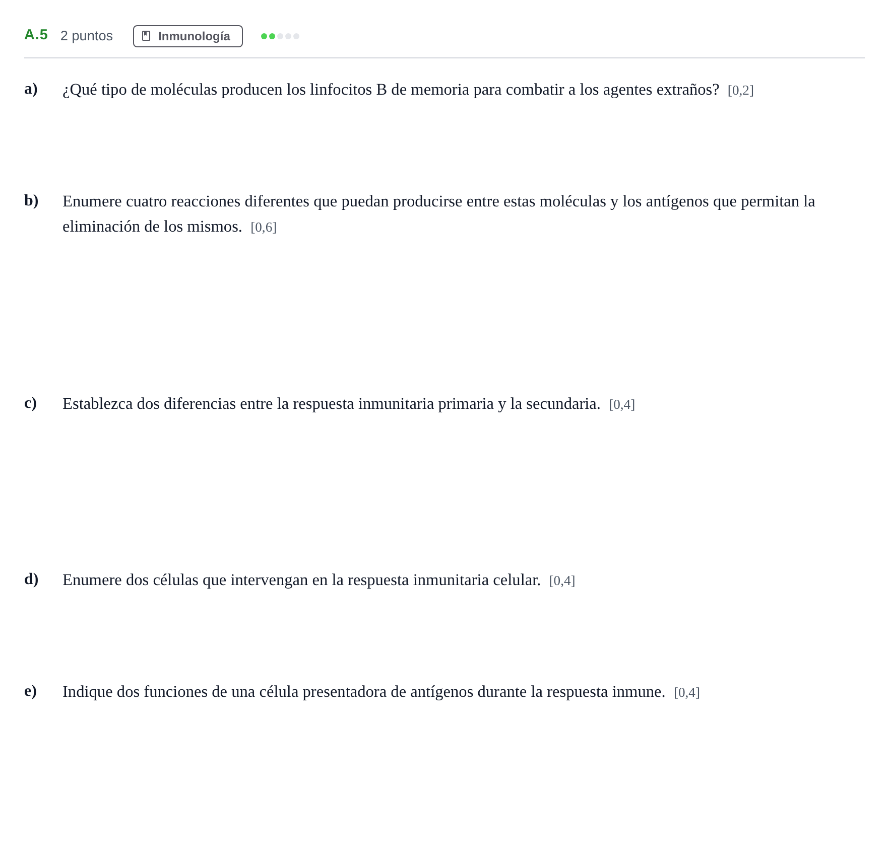 Enunciado: Ejercicio A.5 · Biología PAU Andalucía Examen 5 2020