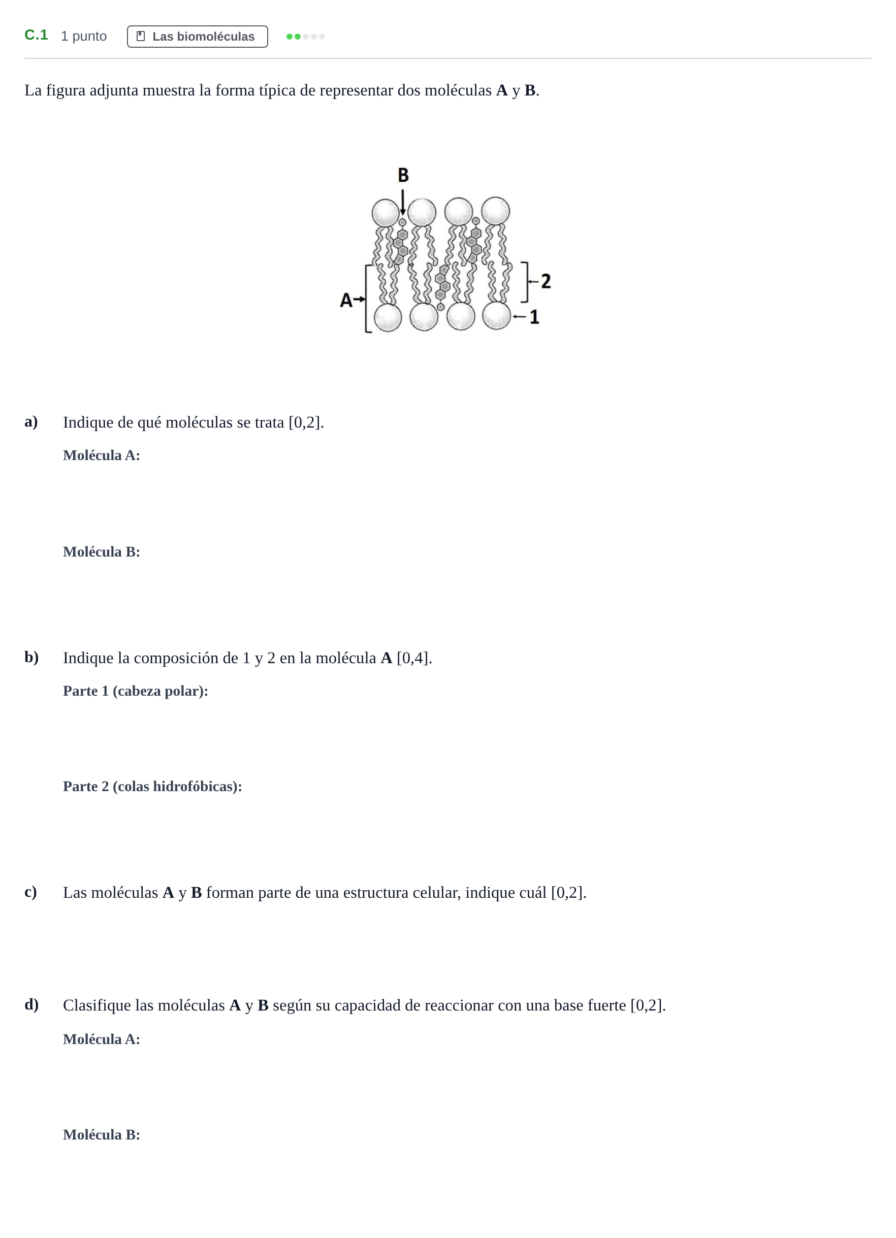 Enunciado: Ejercicio C.1 · Biología PAU Andalucía Examen 5 2020