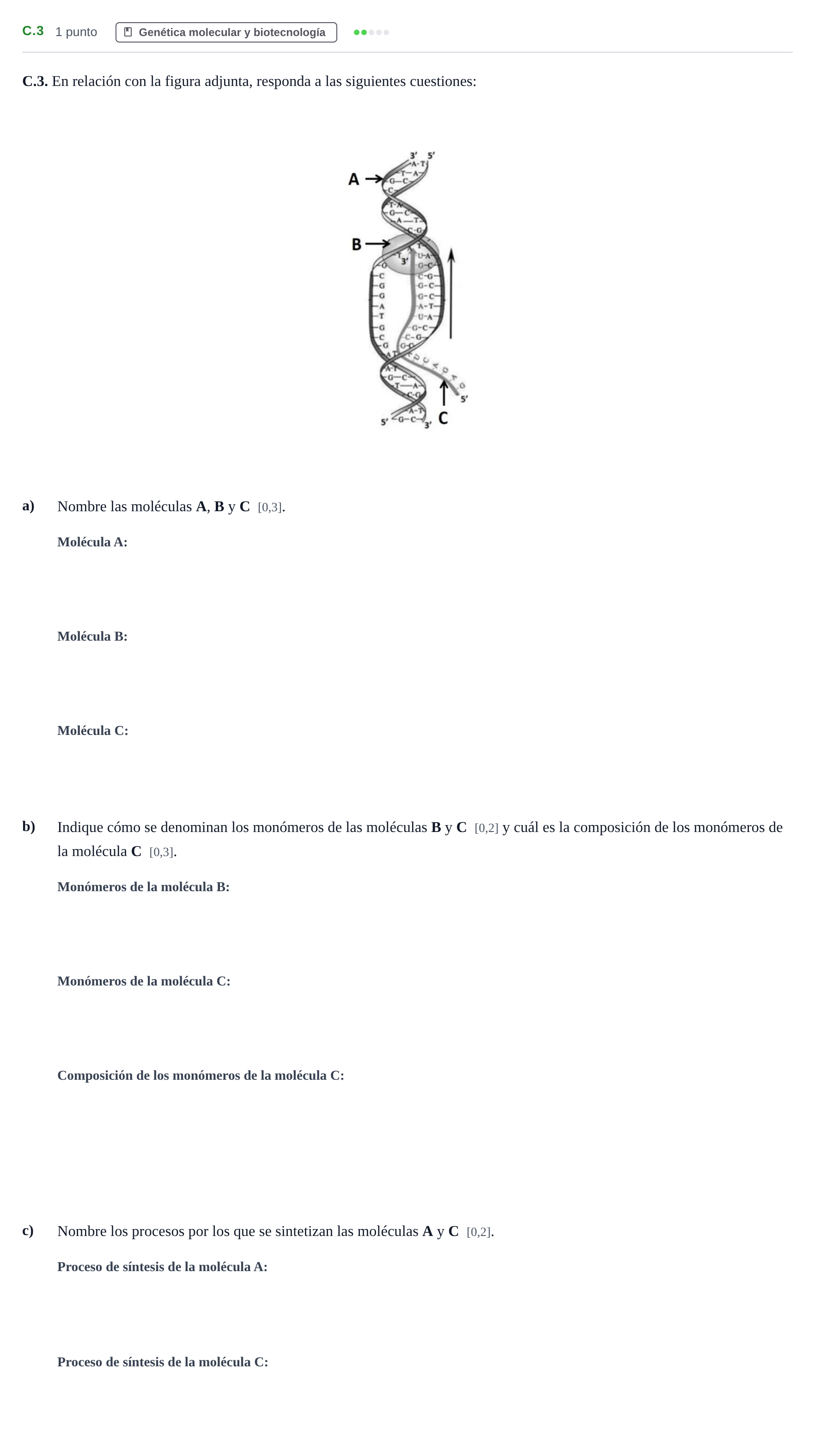 Enunciado: Ejercicio C.3 · Biología PAU Andalucía Examen 5 2020
