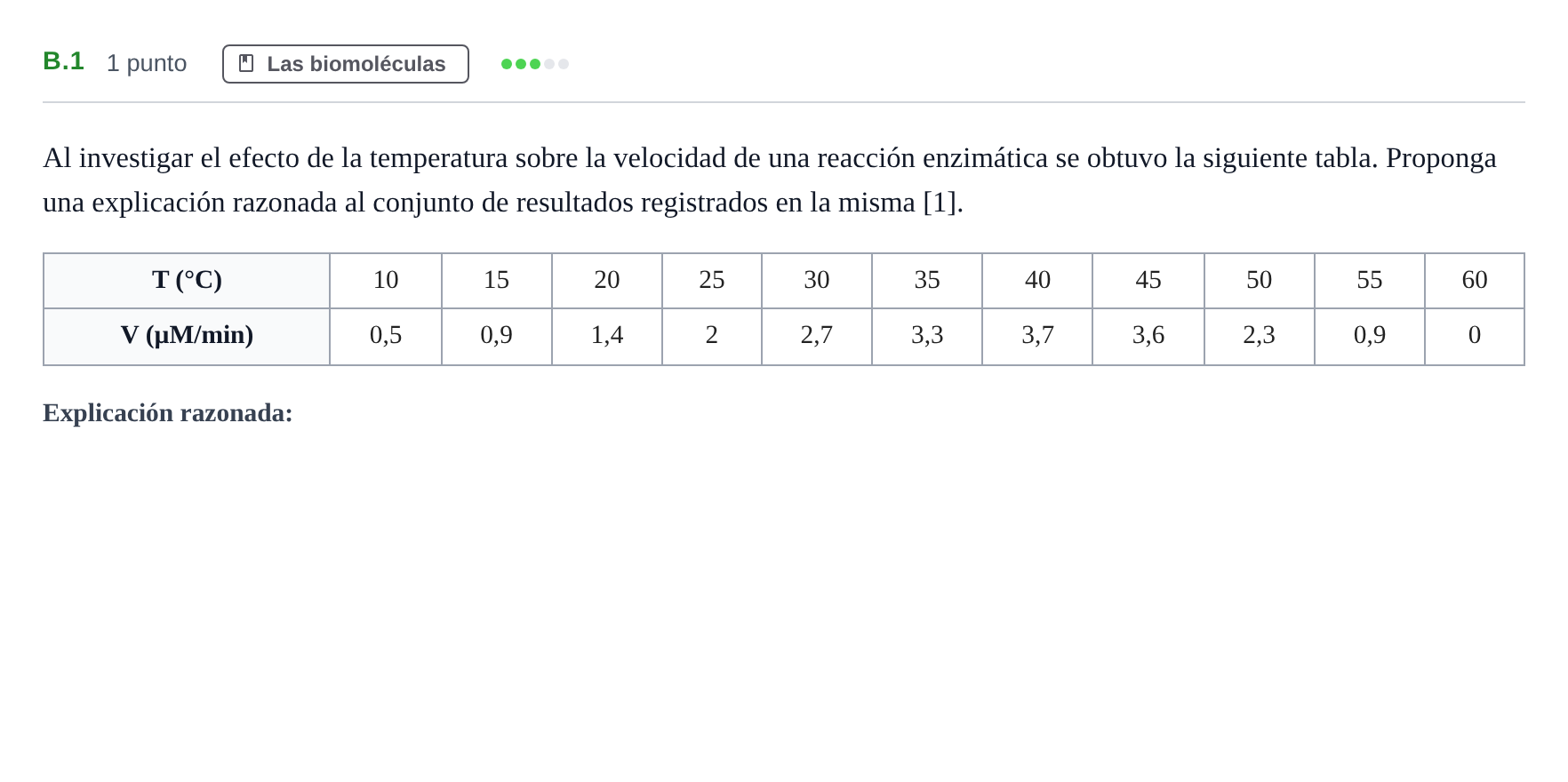 Enunciado: Ejercicio B.1 · Biología PAU Andalucía Examen 6 2020