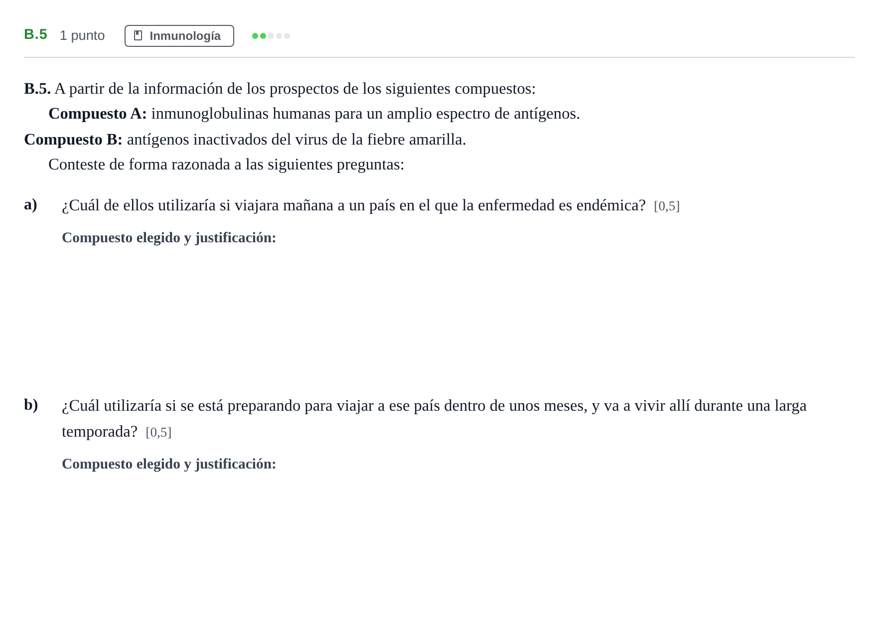 Enunciado: Ejercicio B.5 · Biología PAU Andalucía Examen 6 2020