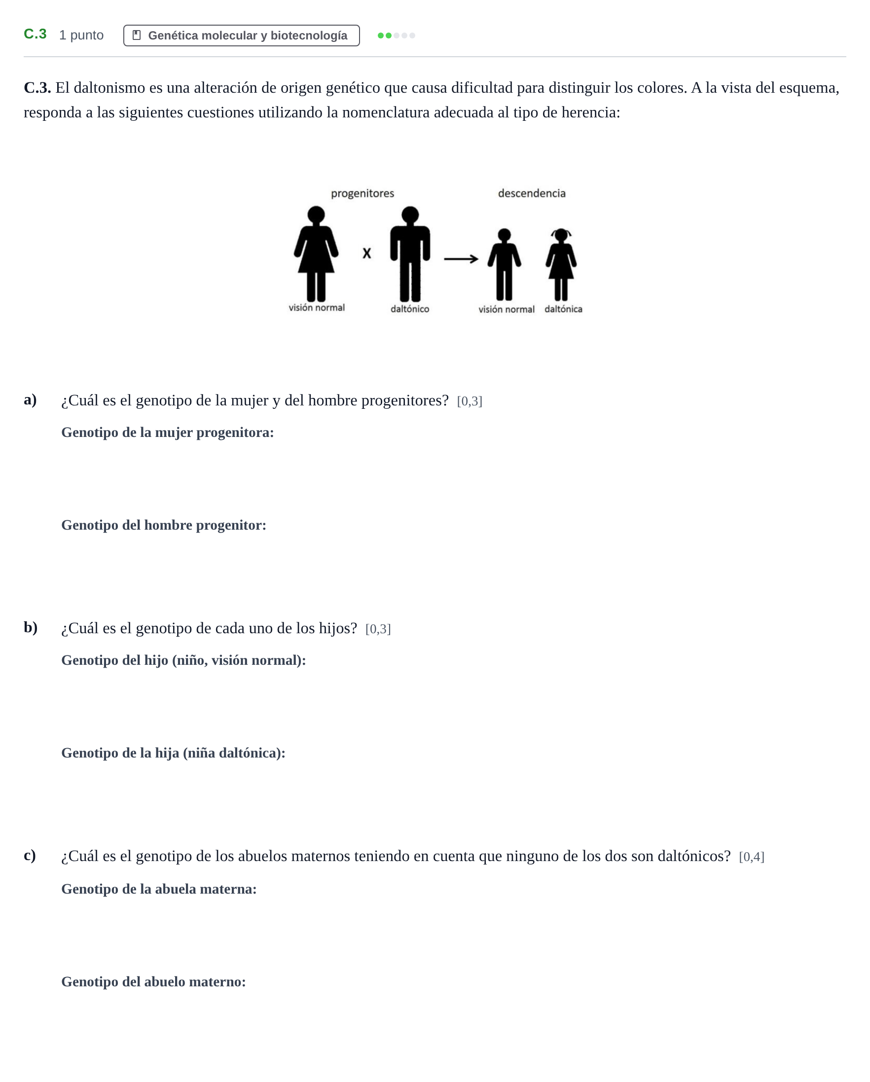 Enunciado: Ejercicio C.3 · Biología PAU Andalucía Examen 6 2020