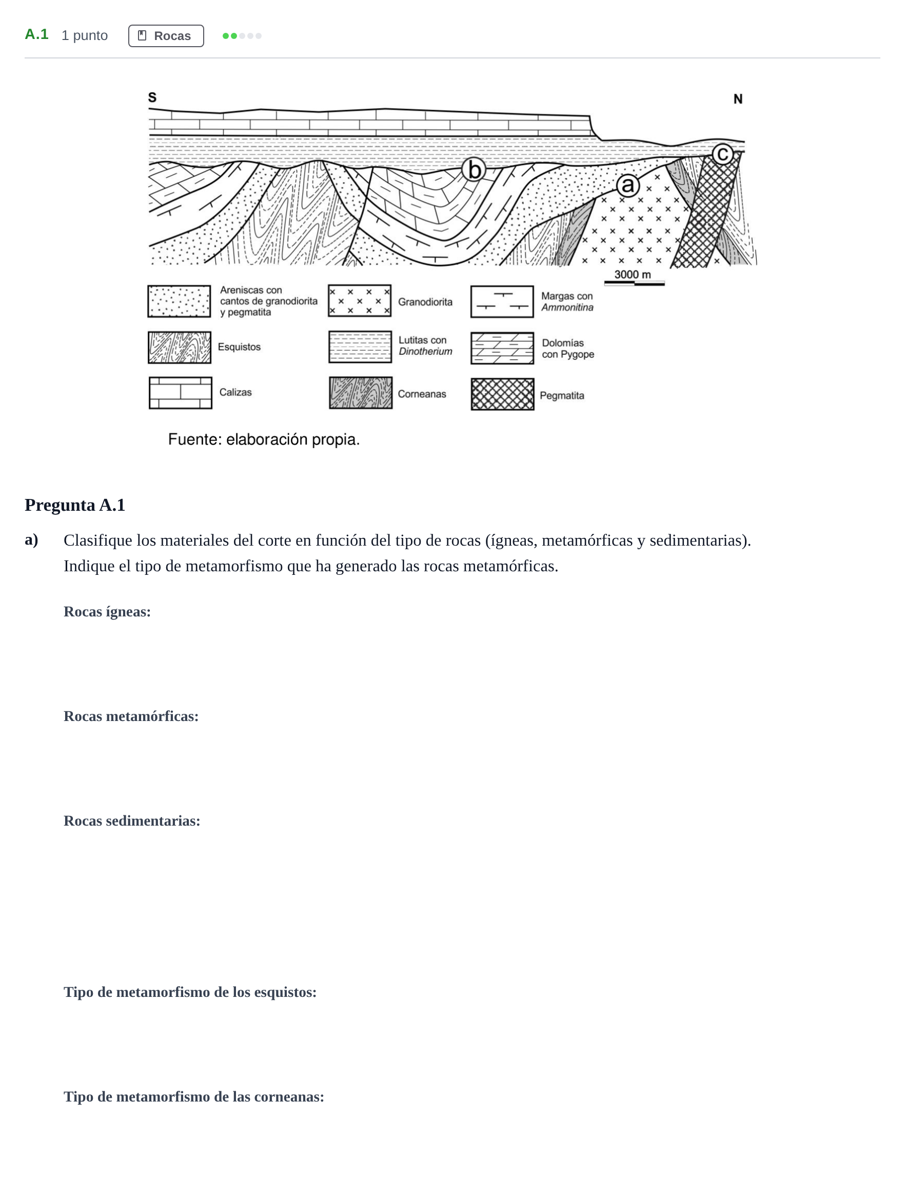Enunciado: Ejercicio A.1 - Rocas · Geología PAU Madrid Extraordinaria 2020
