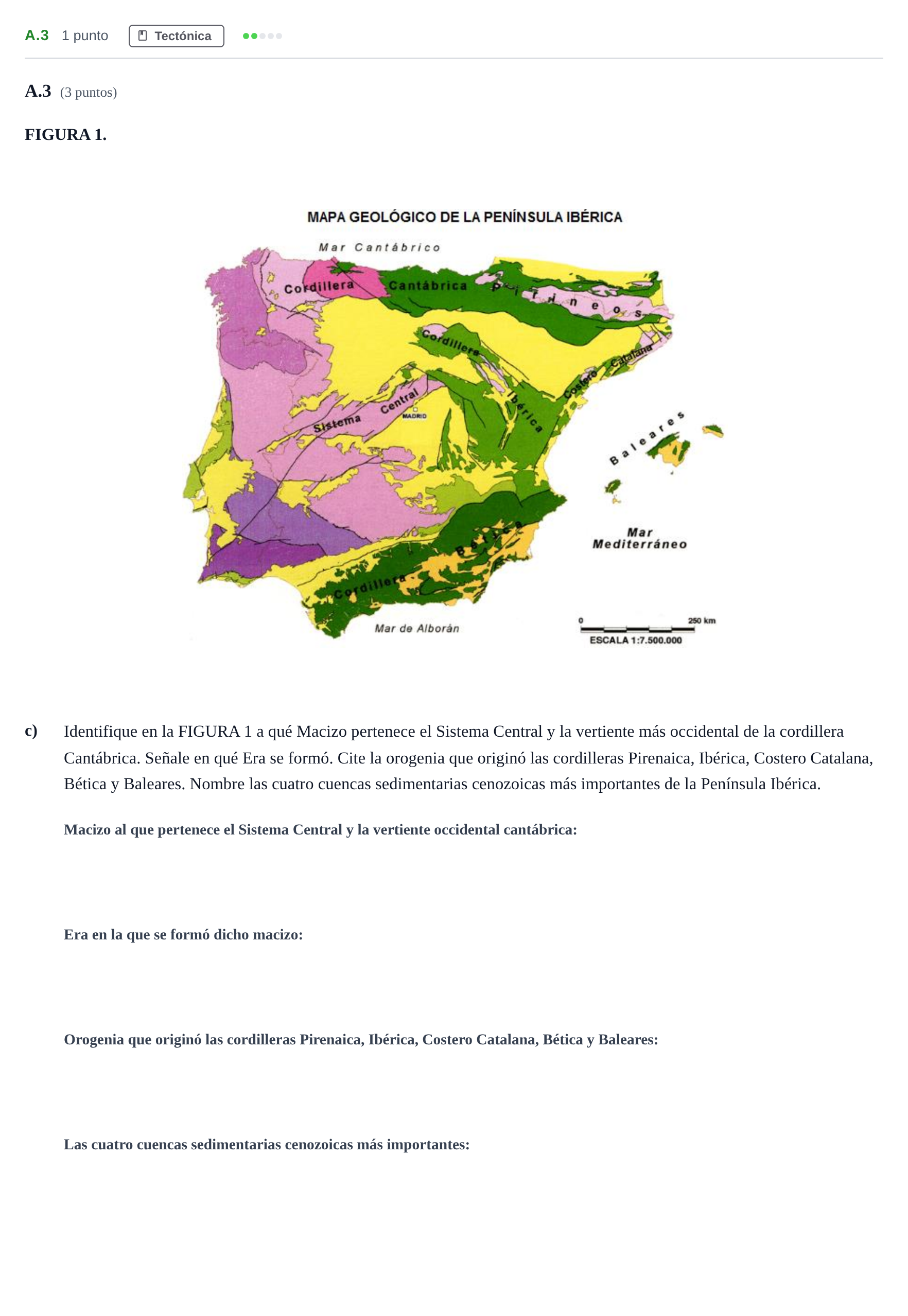 Enunciado: Ejercicio A.3 - Tectónica · Geología PAU Madrid Extraordinaria 2020