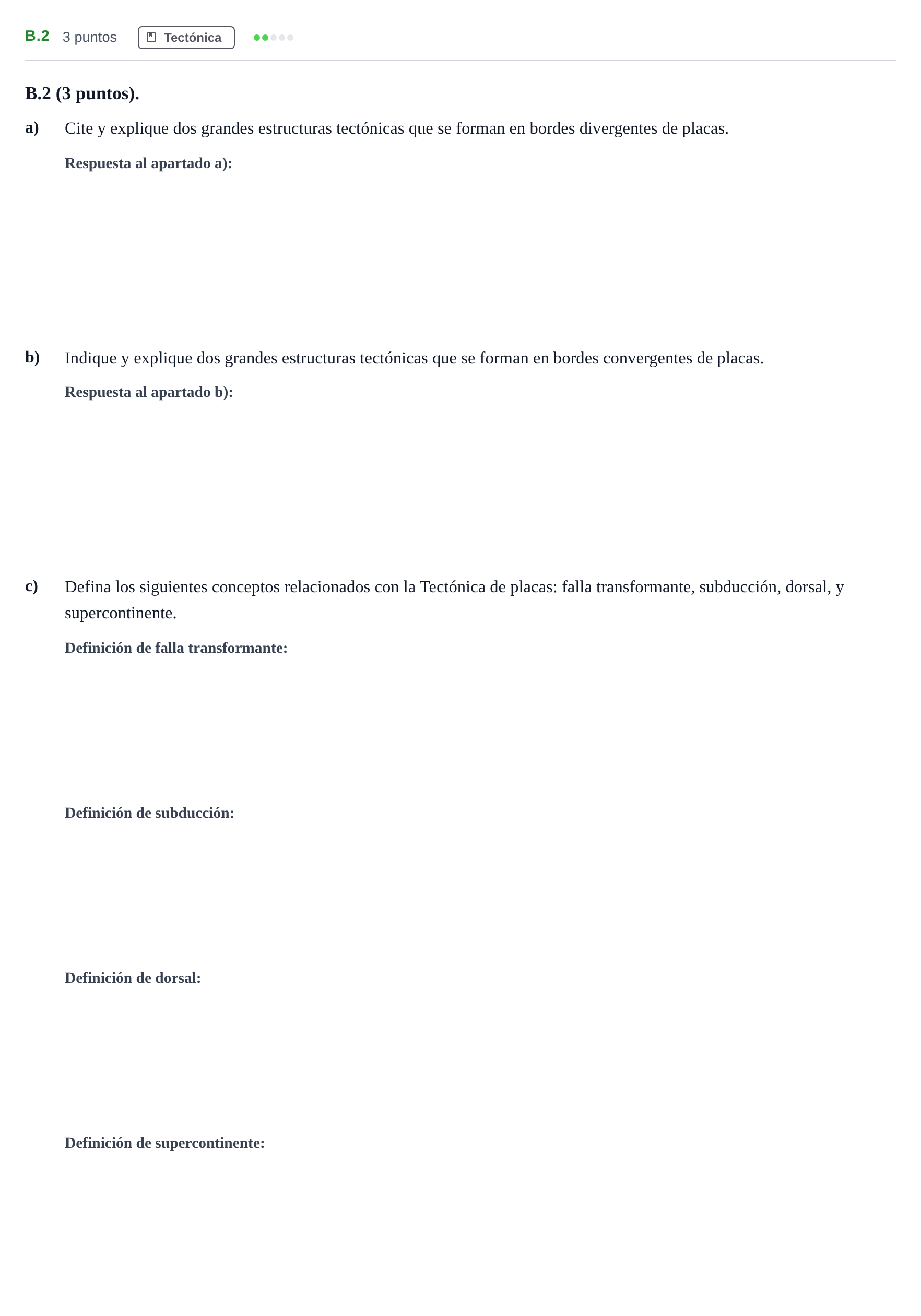 Enunciado: Ejercicio B.2 · Geología PAU Madrid Extraordinaria 2020
