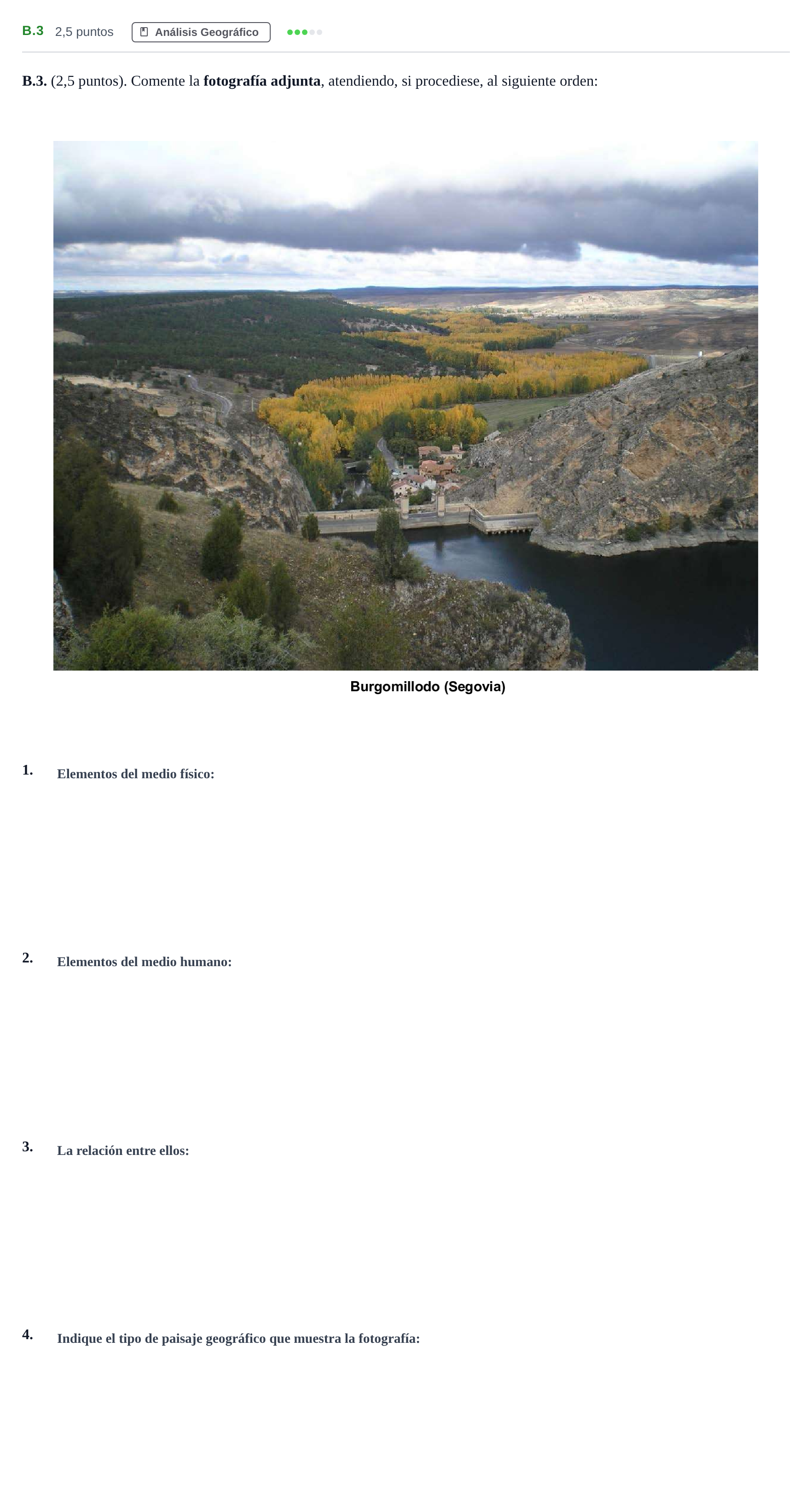 Enunciado: Ejercicio B.3 · Geografía PAU Madrid Modelo 2020