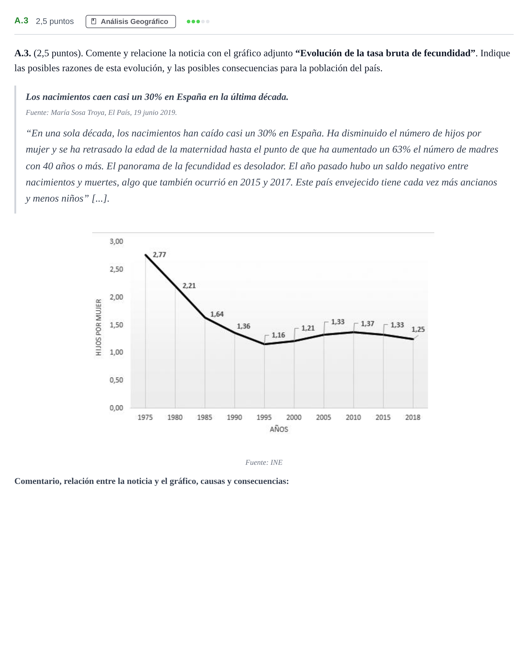 Enunciado: Ejercicio A.3 · Geografía PAU Madrid Ordinaria 2020