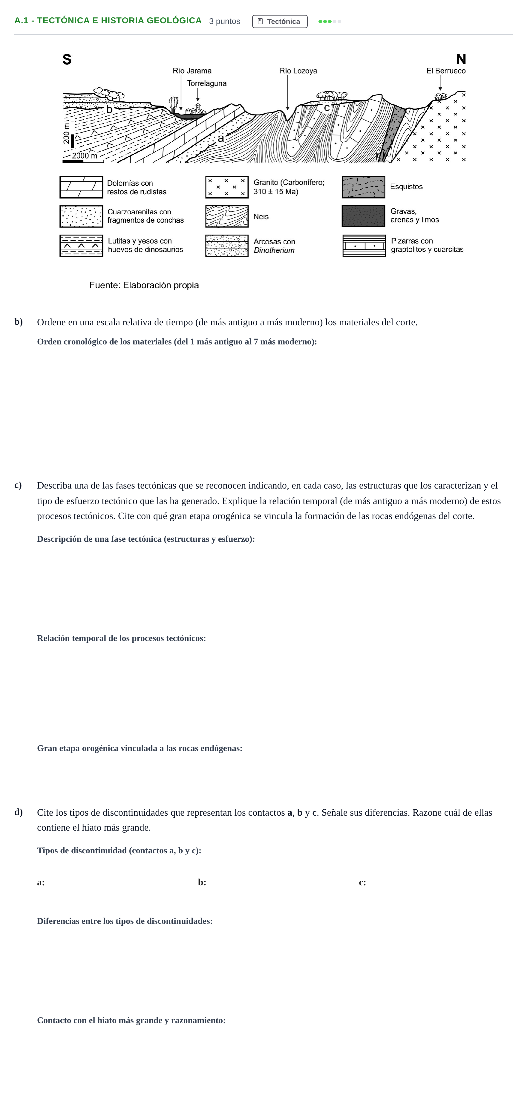 Enunciado: Ejercicio A.1 - Tectónica e historia geológica · Geología PAU Madrid Modelo 2020