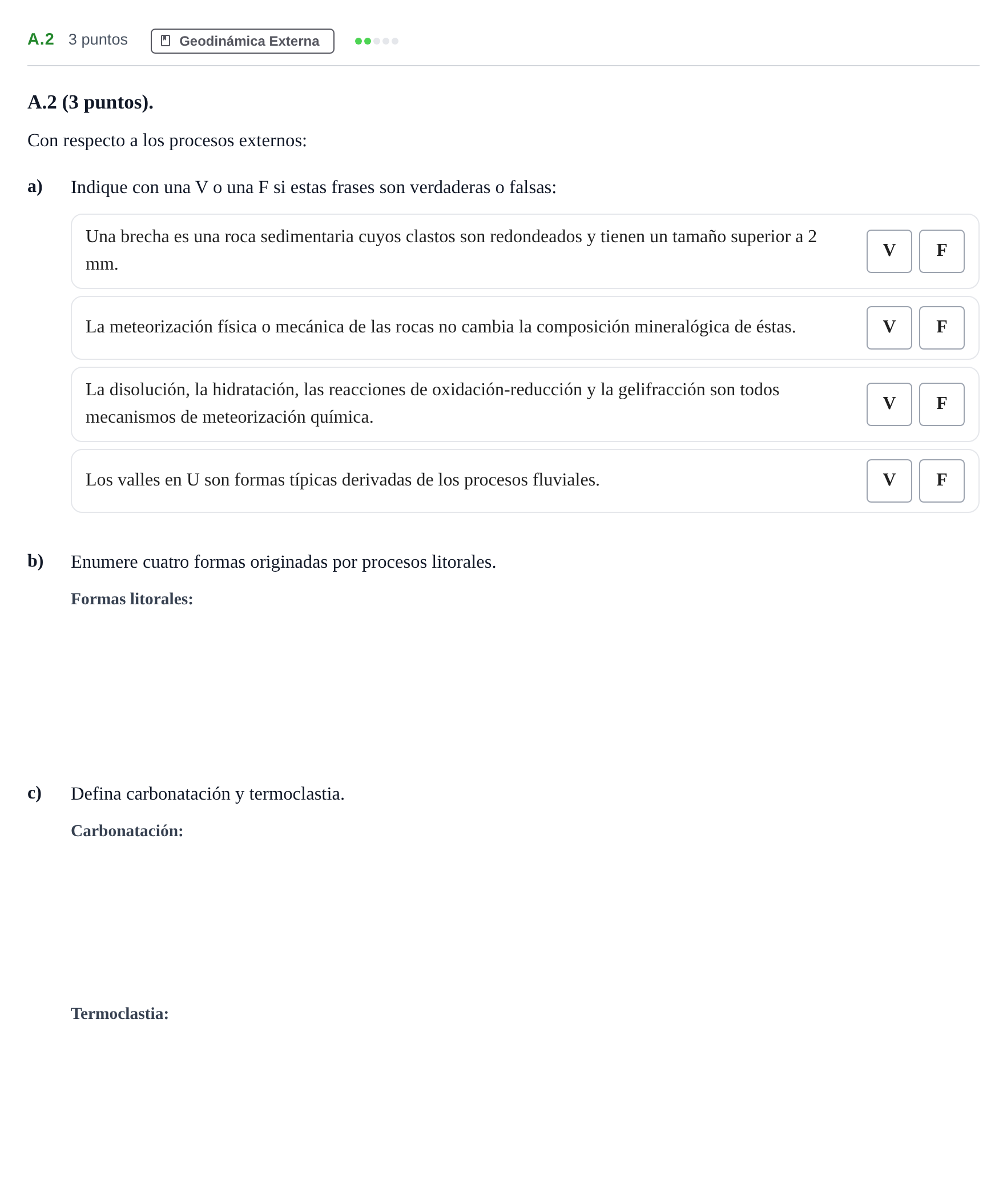 Enunciado: Ejercicio A.2 · Geología PAU Madrid Modelo 2020