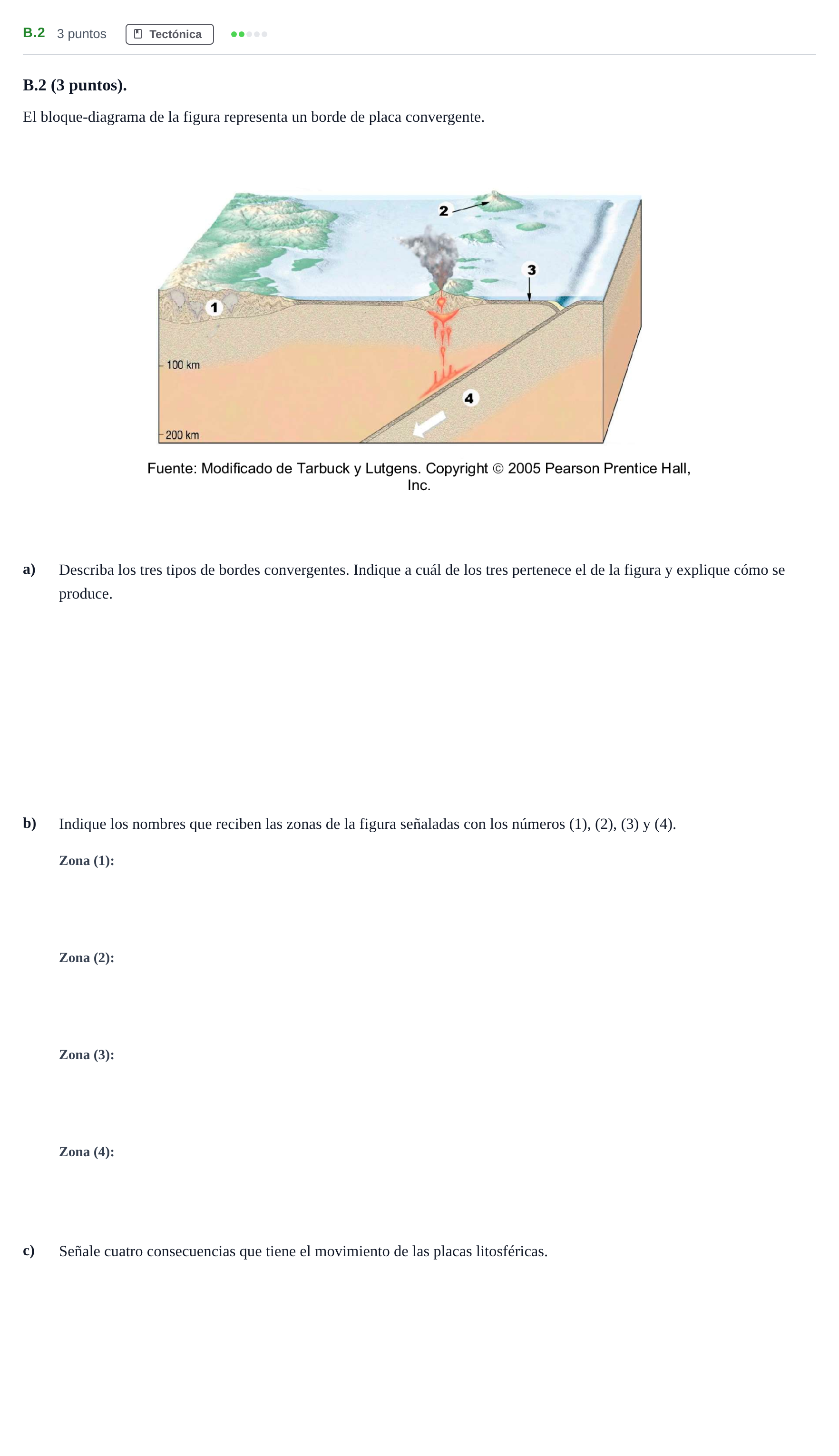 Enunciado: Ejercicio B.2 · Geología PAU Madrid Modelo 2020