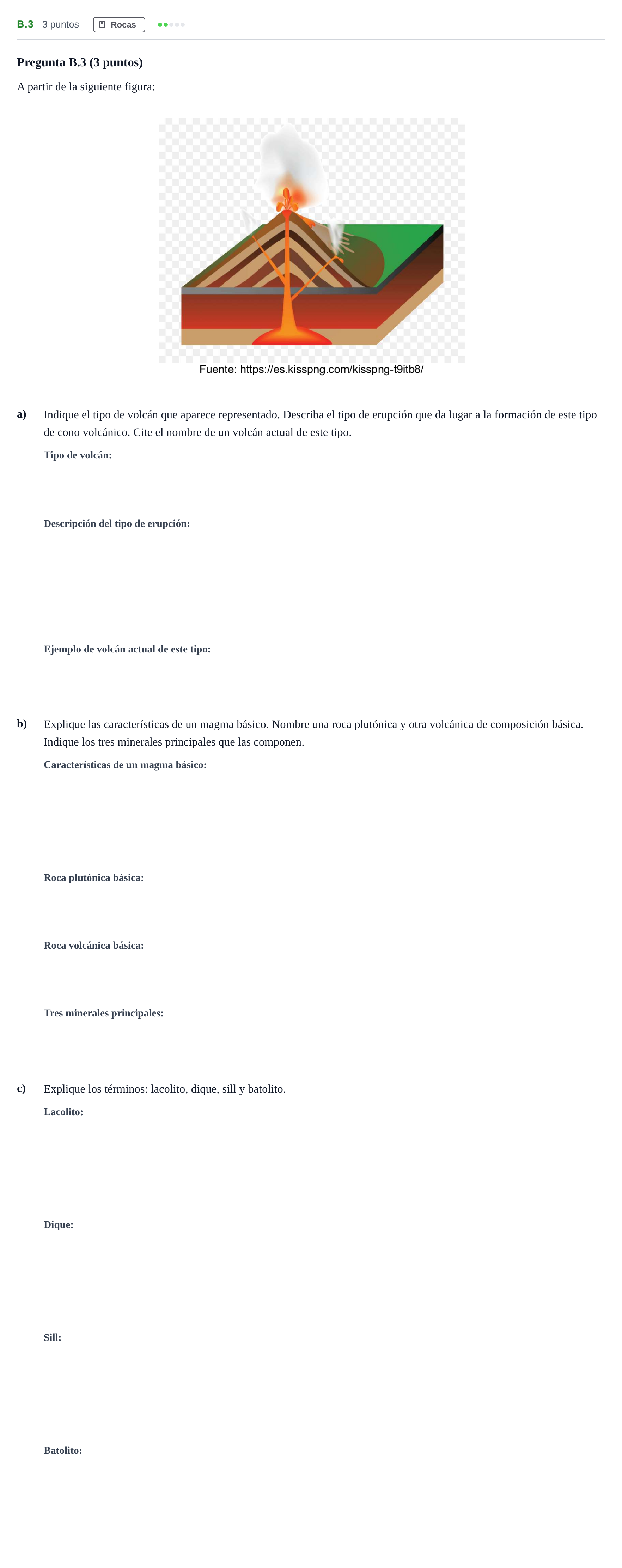 Enunciado: Ejercicio B.3 · Geología PAU Madrid Modelo 2020
