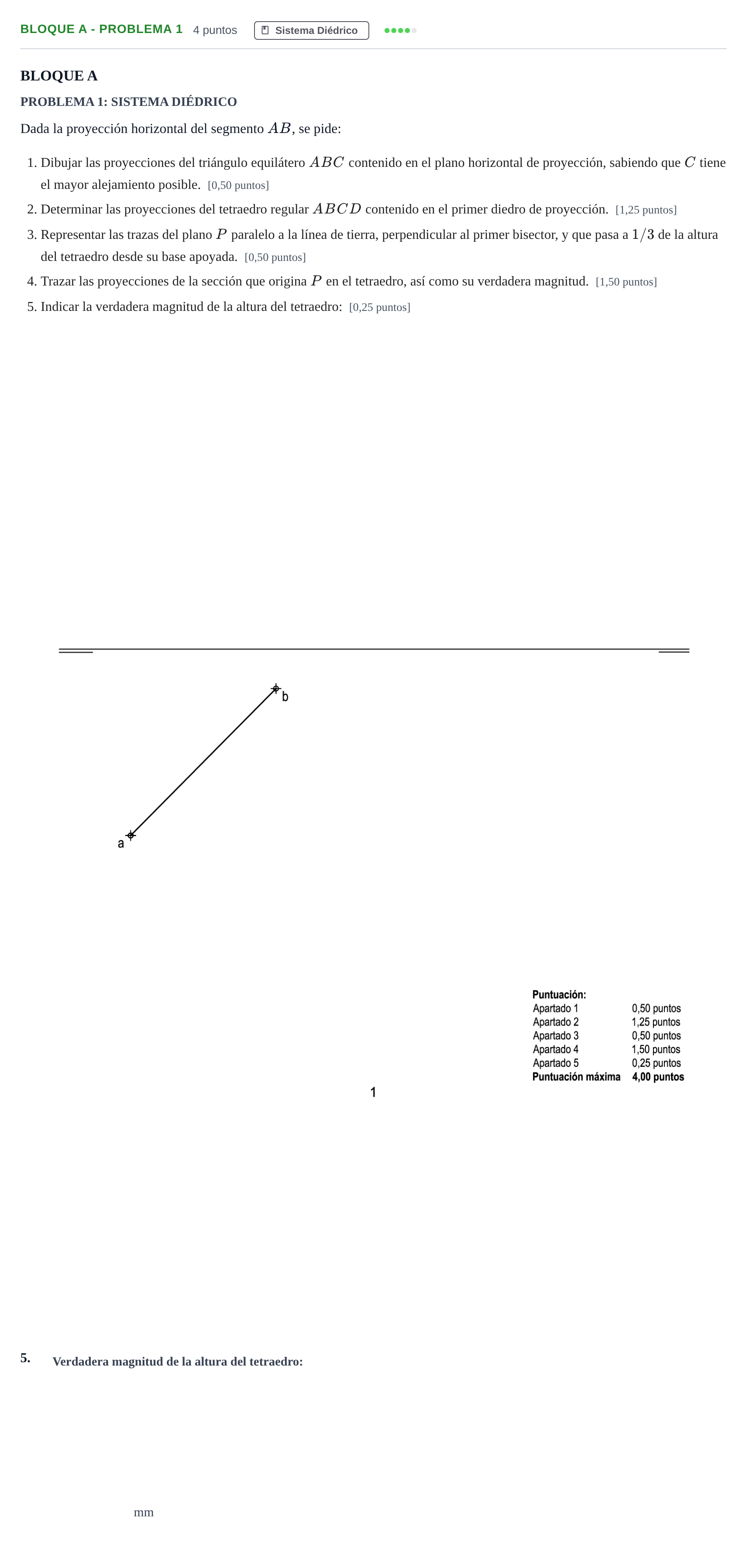 Enunciado: Bloque A - Problema 1 · Dibujo técnico II PAU Andalucía Examen B 2020