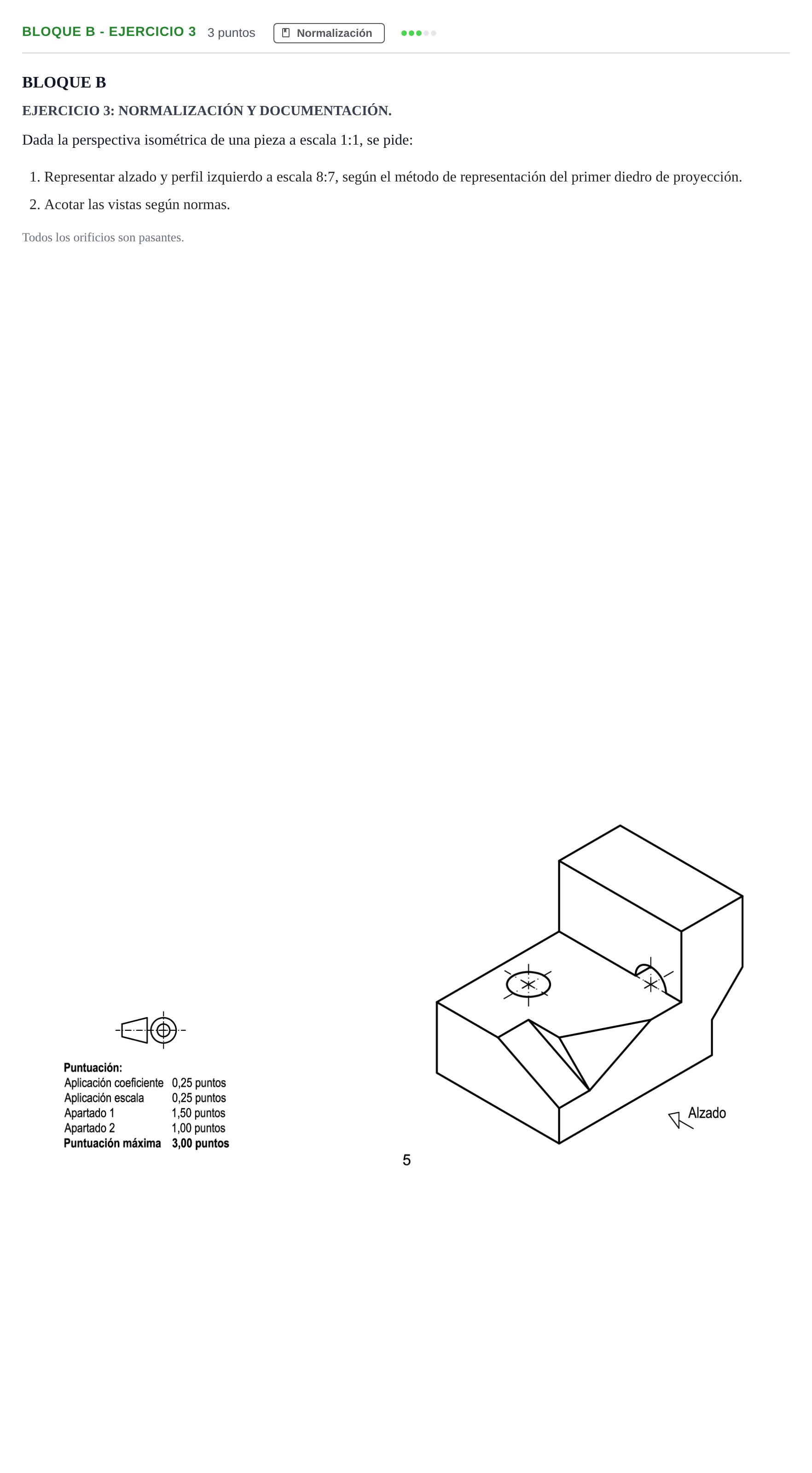 Enunciado: Bloque B - Ejercicio 3 · Dibujo técnico II PAU Andalucía Examen B 2020