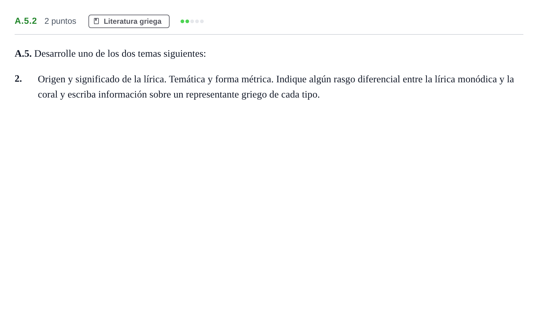 Enunciado: Ejercicio A.5.2 · Griego II PAU Madrid Extraordinaria 2020