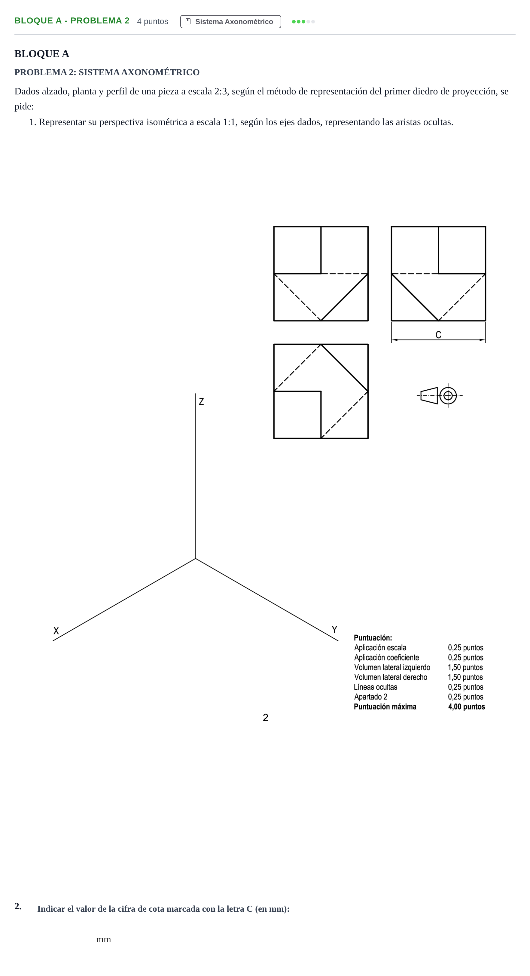 Enunciado: Bloque A - Problema 2 · Dibujo técnico II PAU Andalucía Examen C 2020