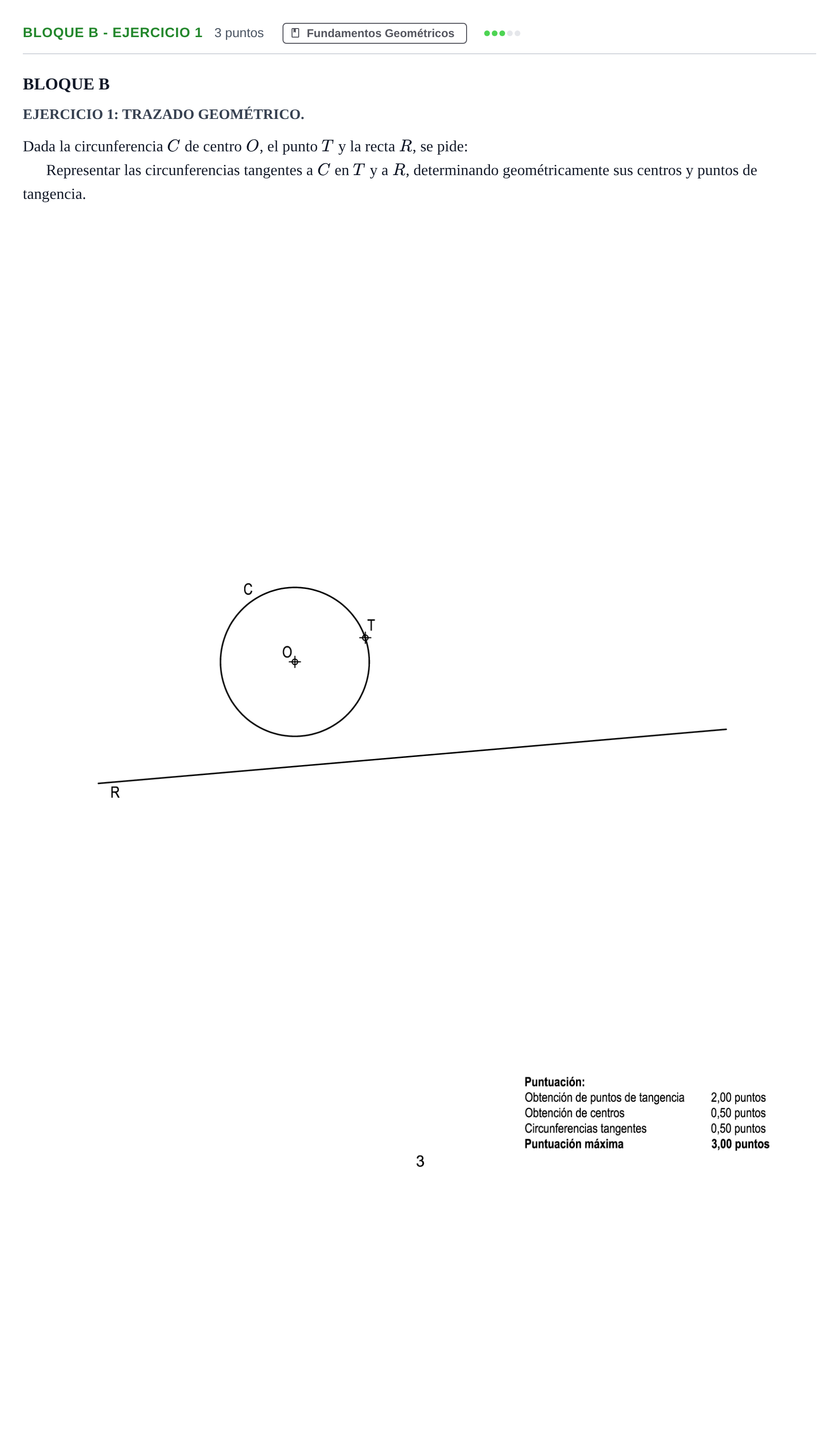 Enunciado: Bloque B - Ejercicio 1 · Dibujo técnico II PAU Andalucía Examen C 2020