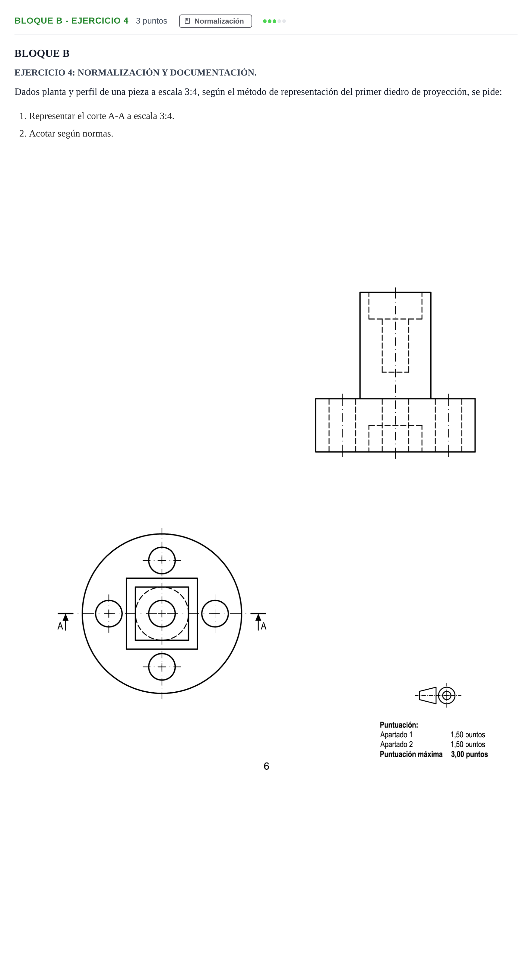 Enunciado: Bloque B - Ejercicio 4 · Dibujo técnico II PAU Andalucía Examen C 2020