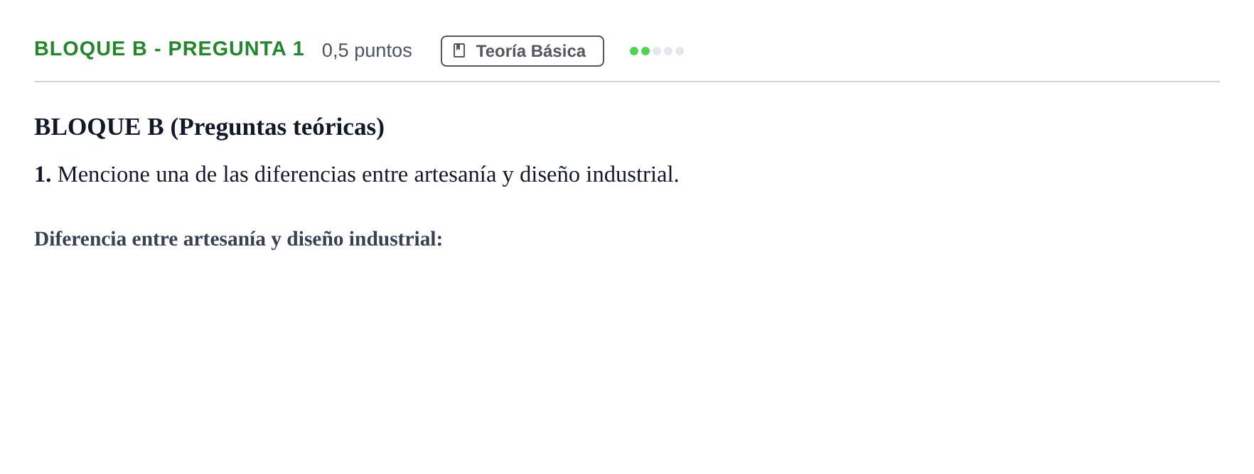 Enunciado: Bloque B - Pregunta 1 · Diseño PAU Andalucía Examen 1 2020