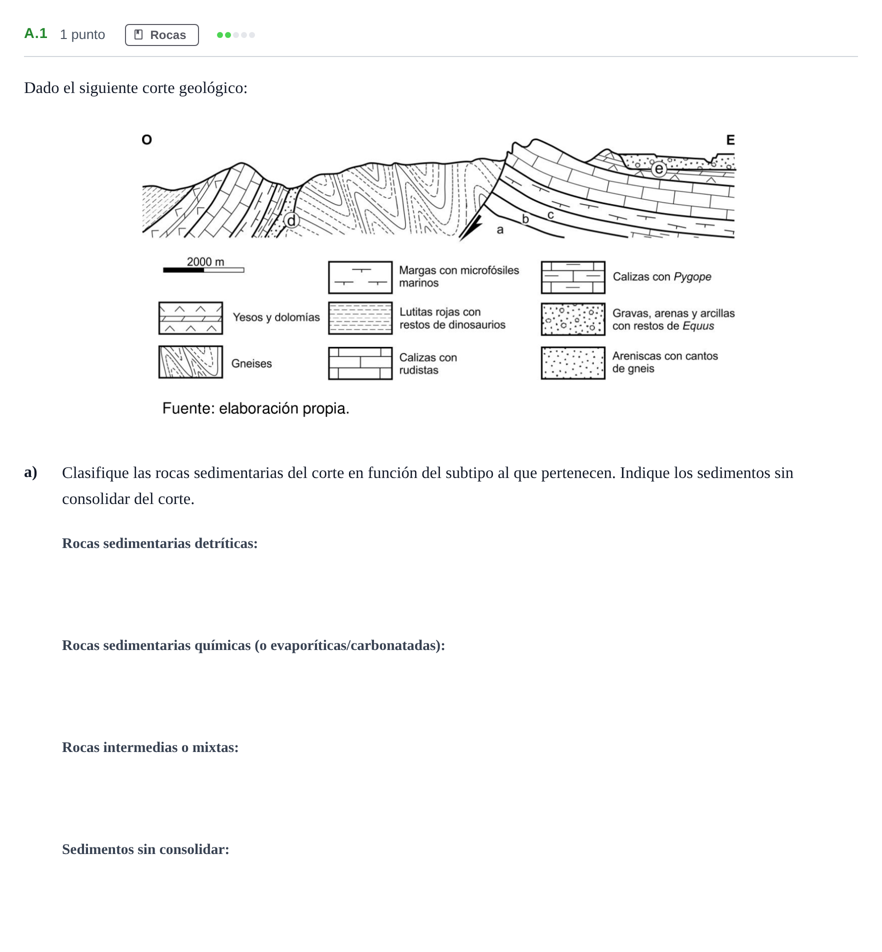Enunciado: Ejercicio A.1 - Rocas · Geología PAU Madrid Ordinaria 2020