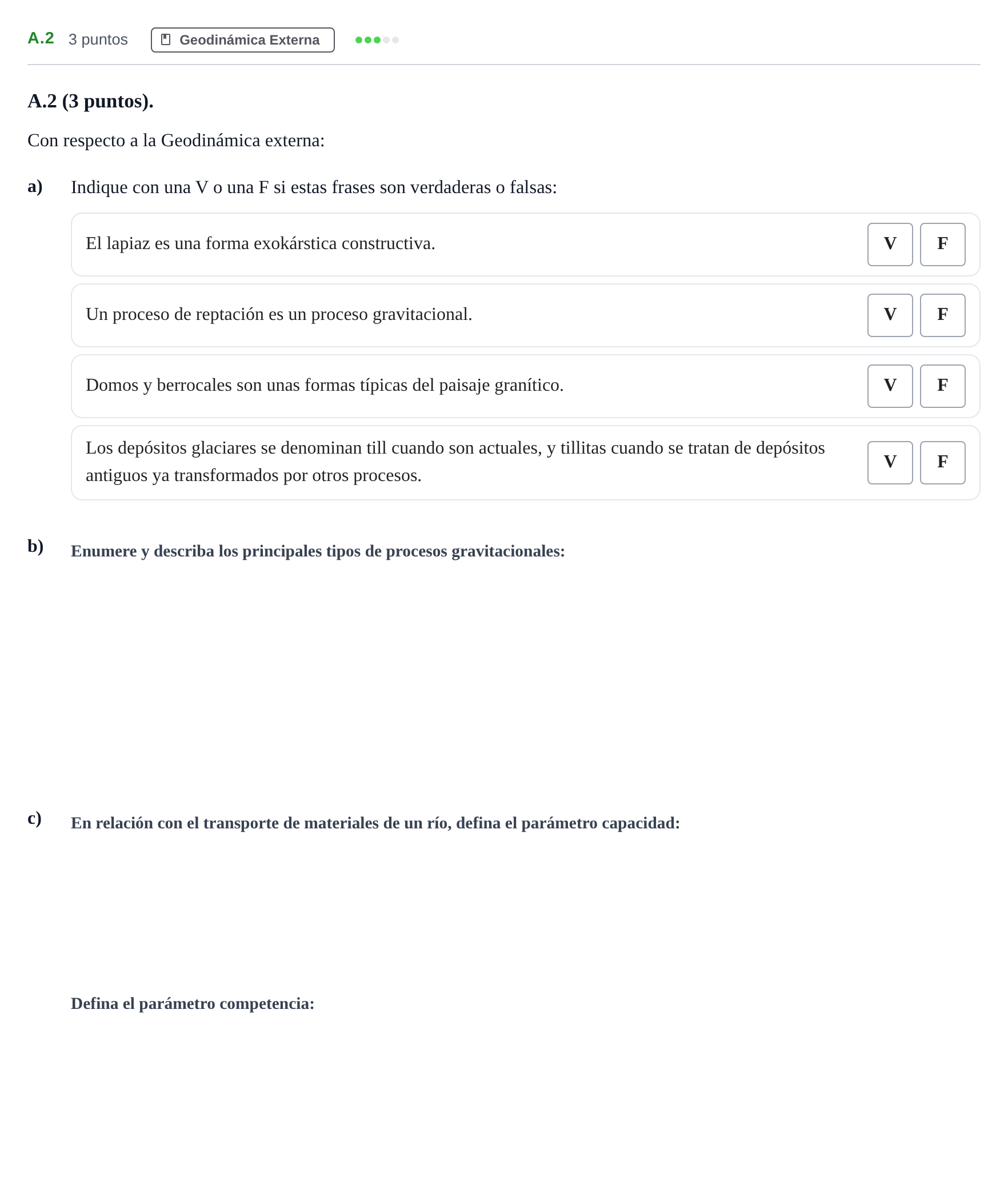 Enunciado: Ejercicio A.2 · Geología PAU Madrid Ordinaria 2020