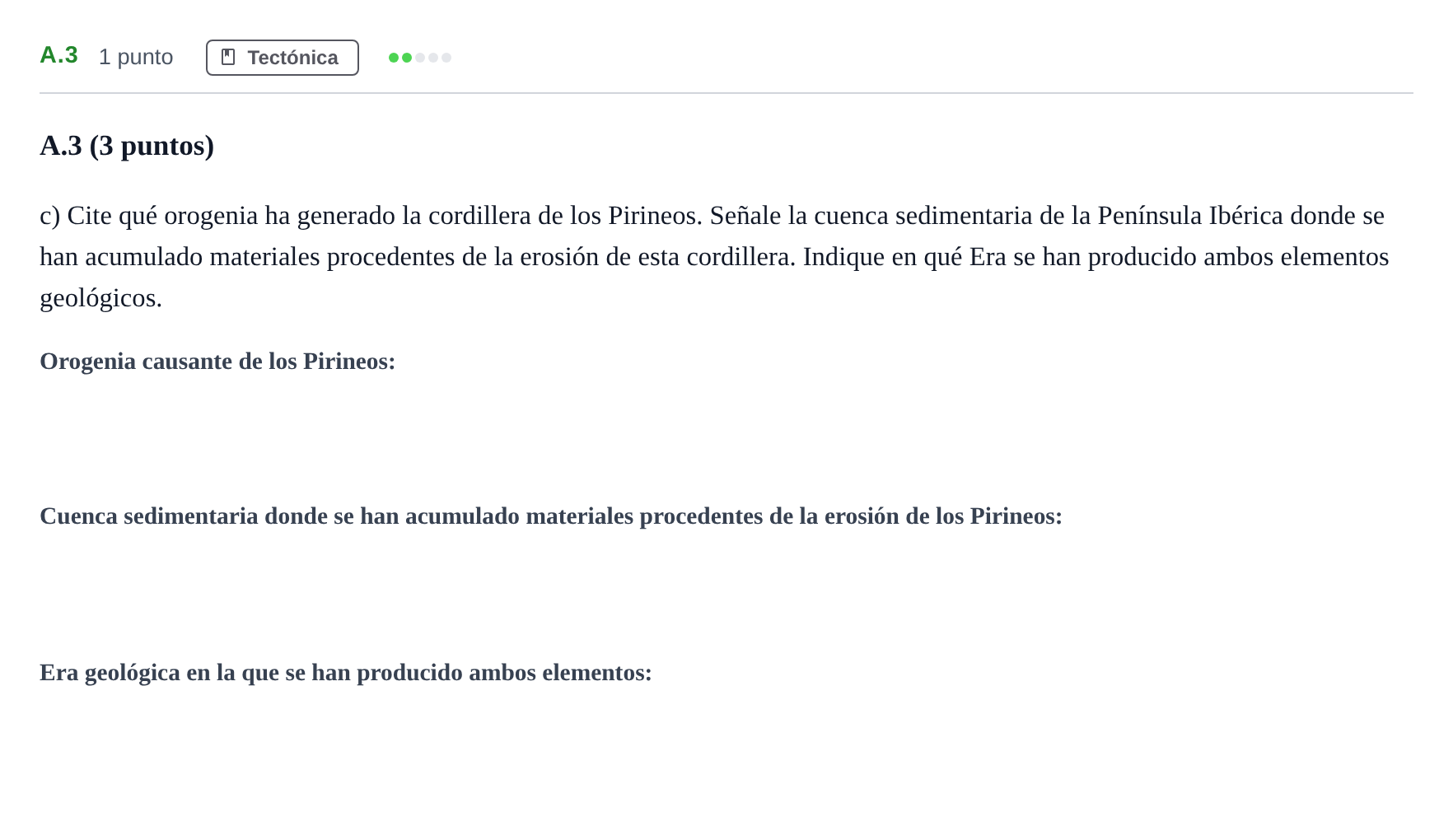 Enunciado: Ejercicio A.3 - Tectónica · Geología PAU Madrid Ordinaria 2020