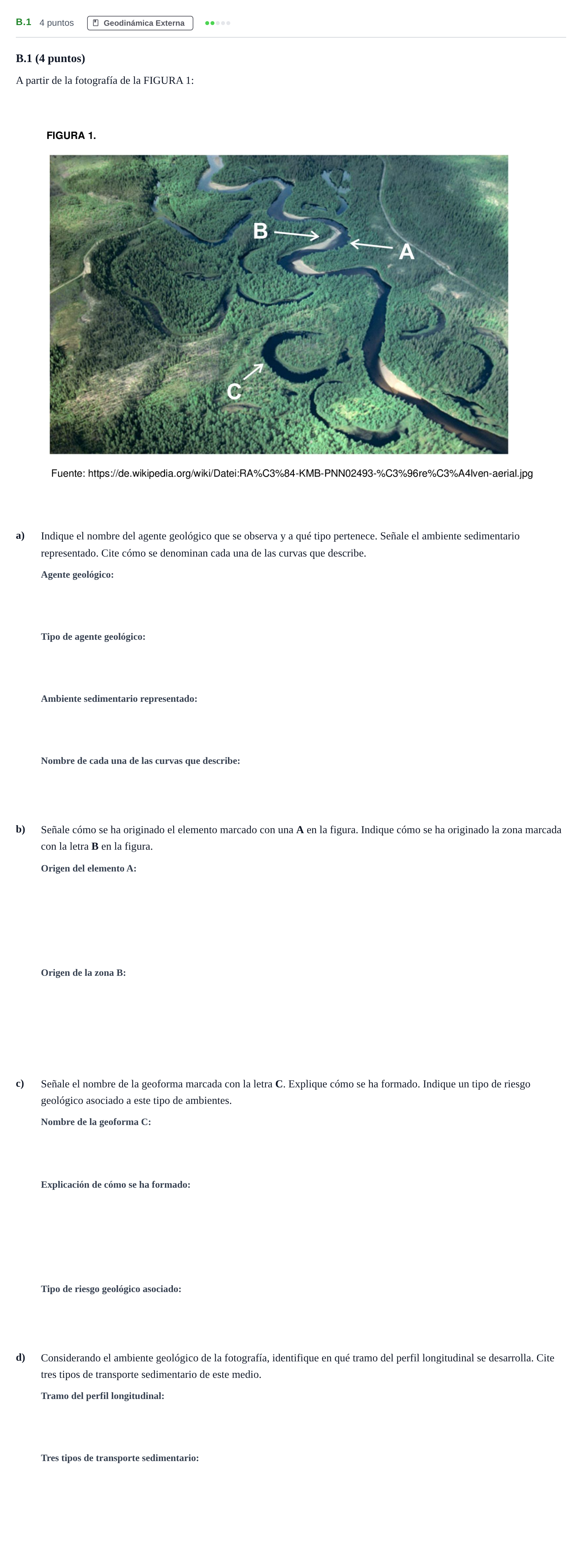 Enunciado: Ejercicio B.1 · Geología PAU Madrid Ordinaria 2020