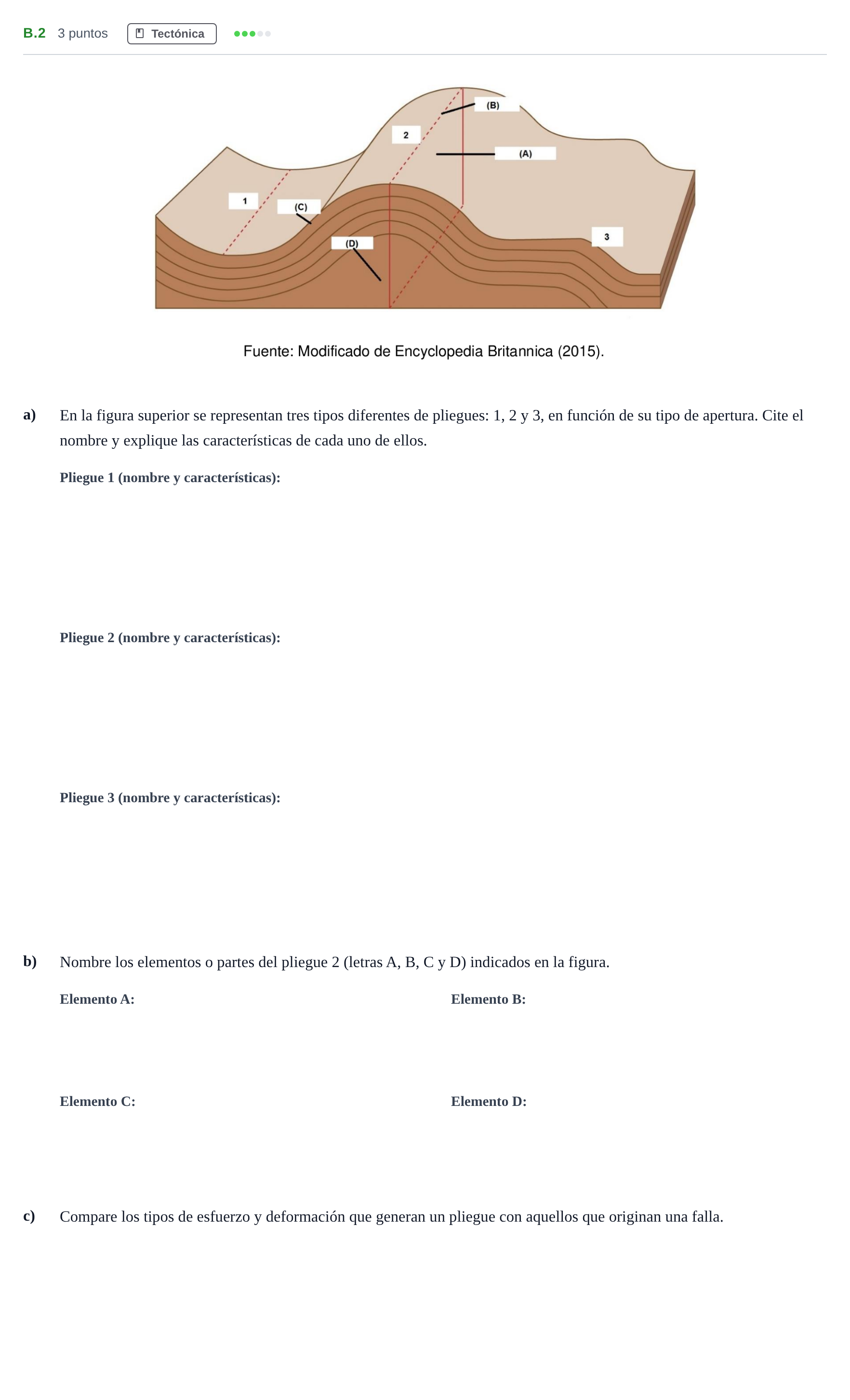 Enunciado: Ejercicio B.2 · Geología PAU Madrid Ordinaria 2020