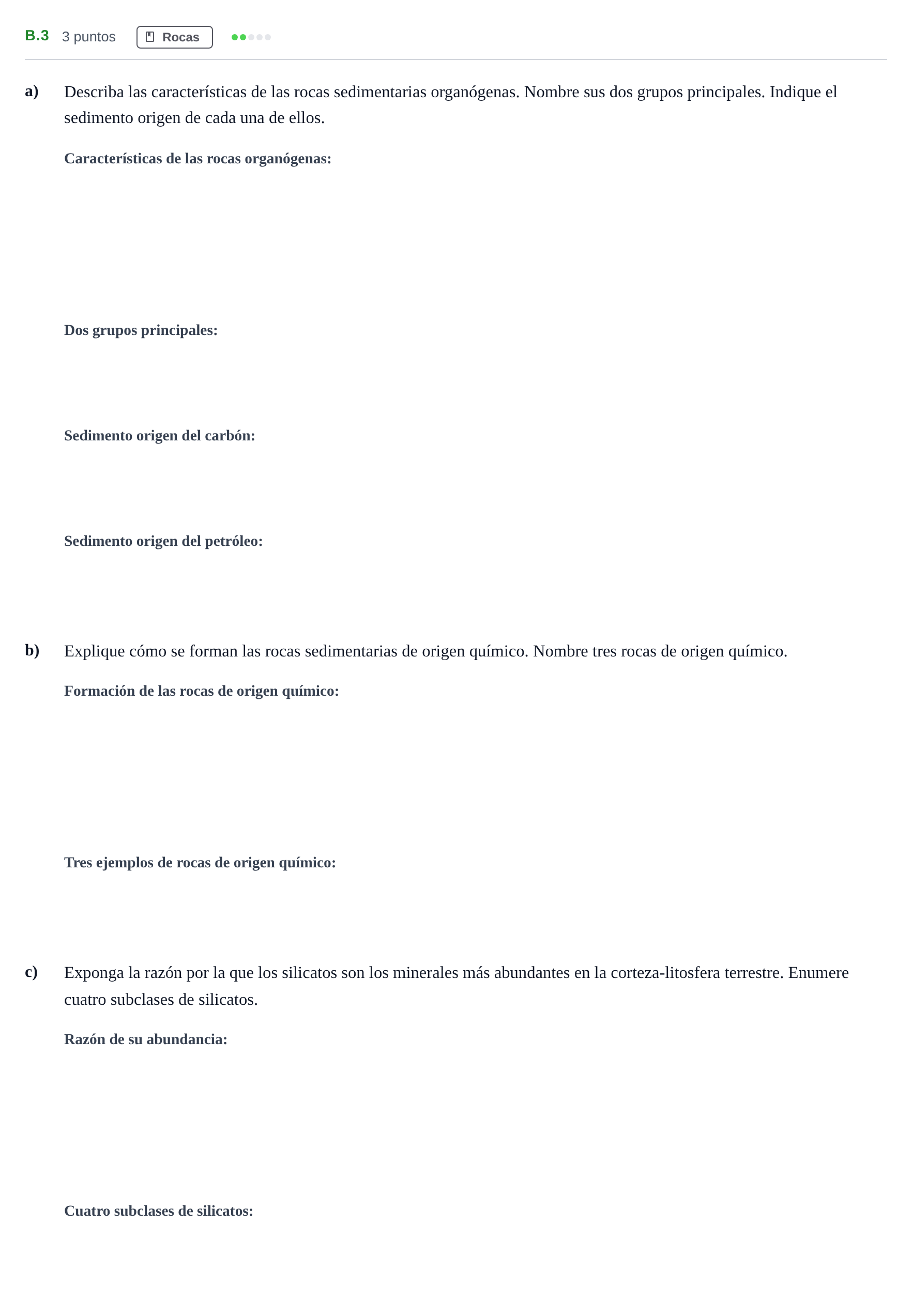 Enunciado: Ejercicio B.3 · Geología PAU Madrid Ordinaria 2020